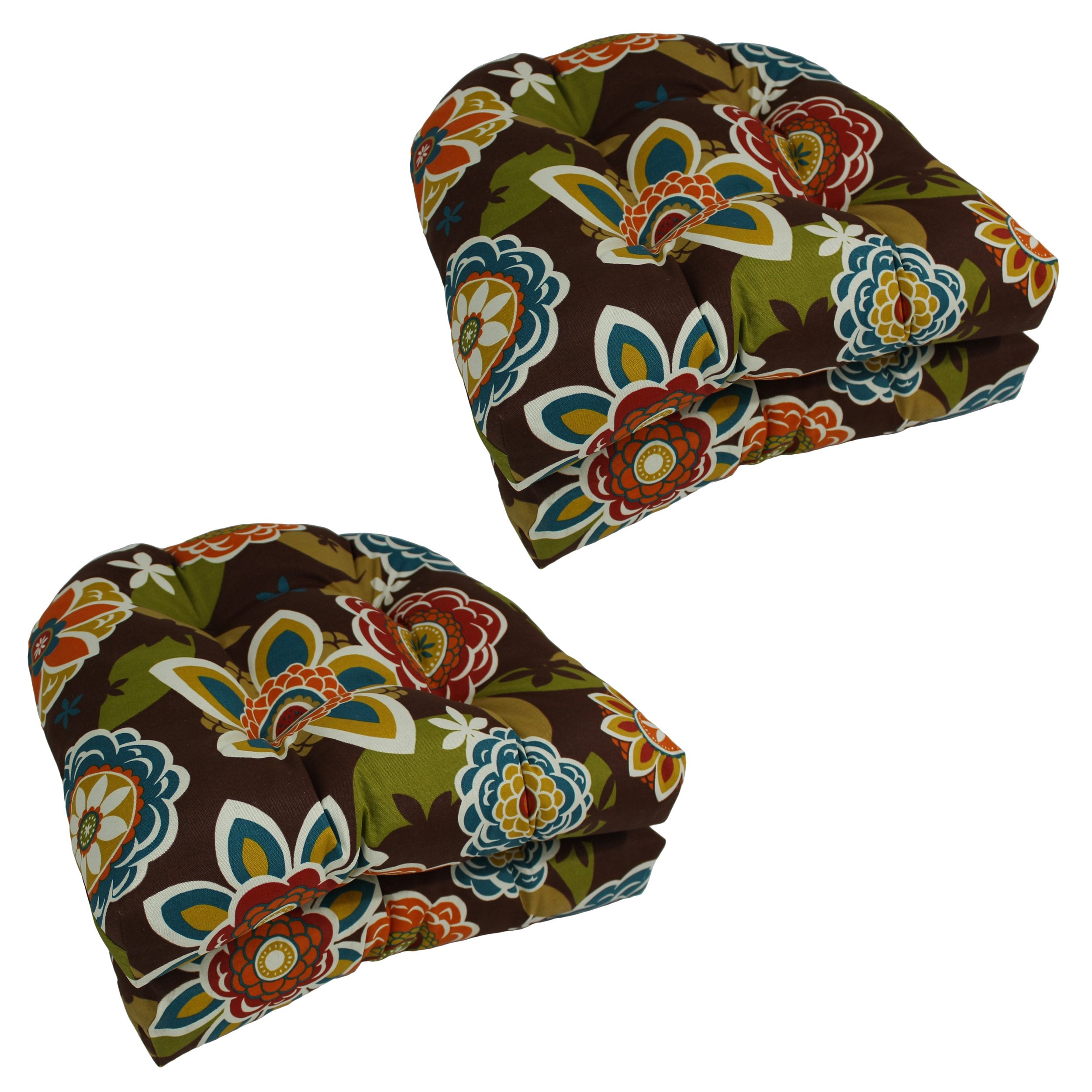 19-inch U-Shaped Spun Polyester Outdoor Tufted Dining Chair Cushions (Set of 4) - Annie Chocolate