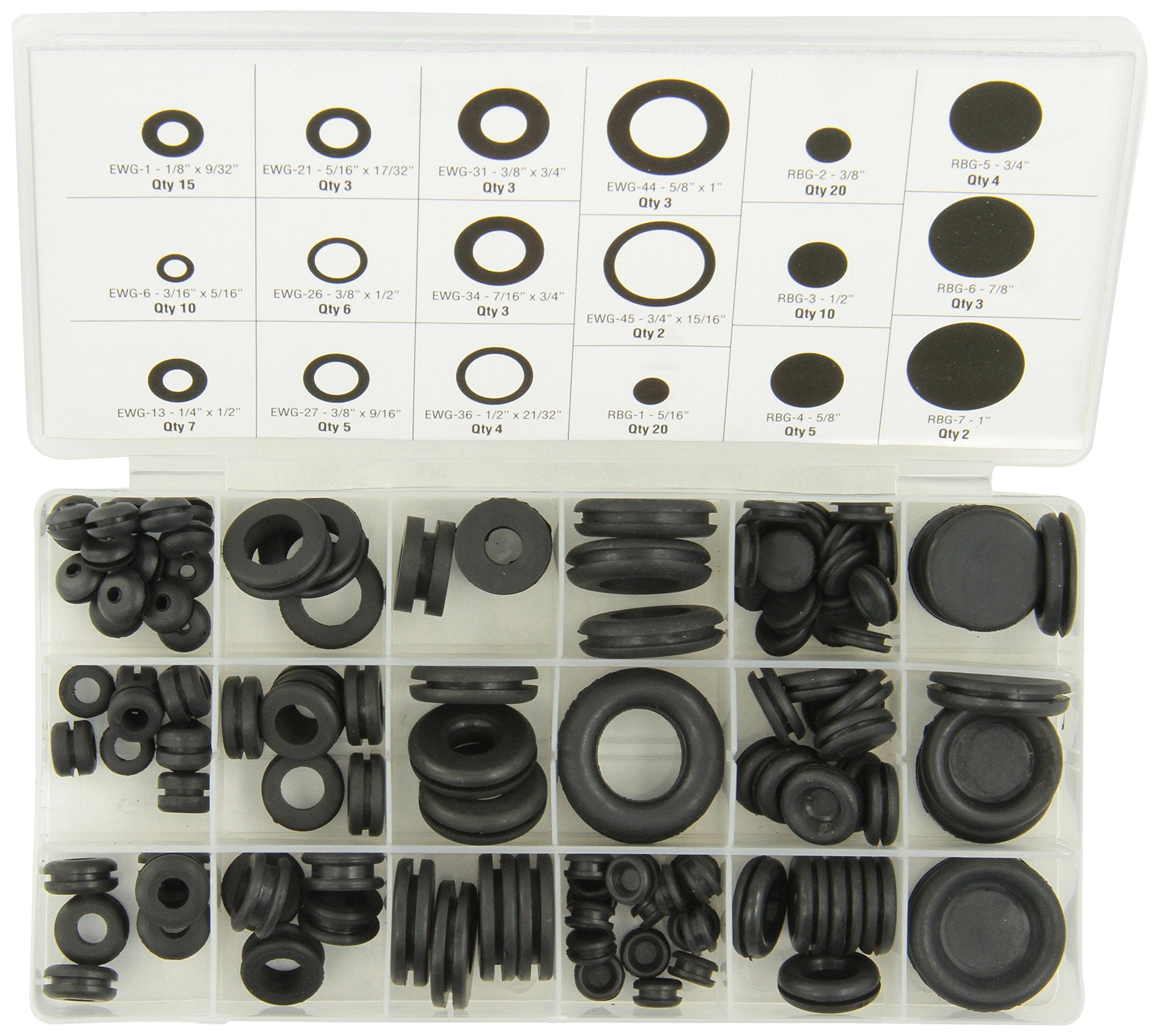 125 PCS RUBBER GROMMET ASST.