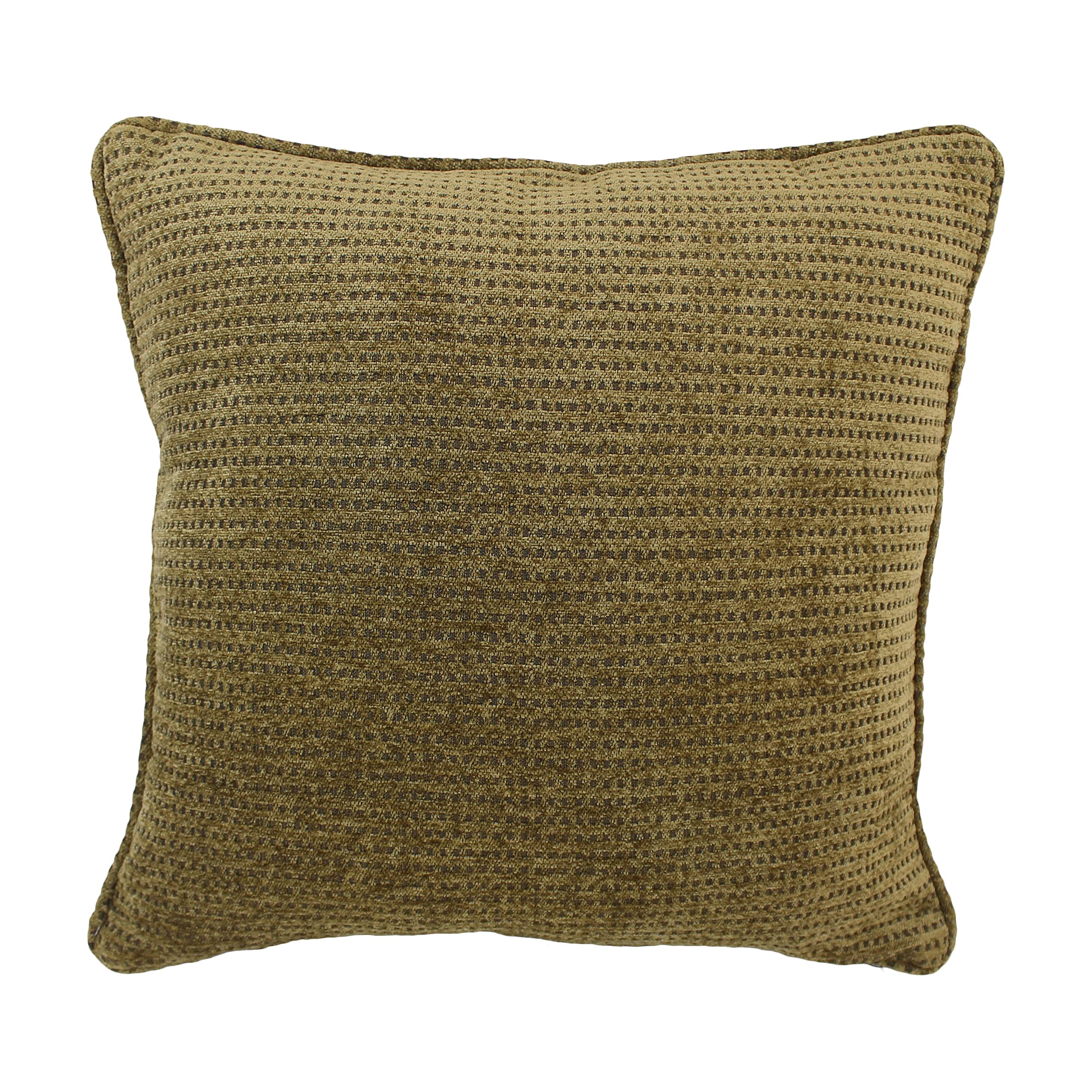 18-inch Double-corded Square Patterned Jacquard Chenille Throw PIllow with Insert - Gingham Brown