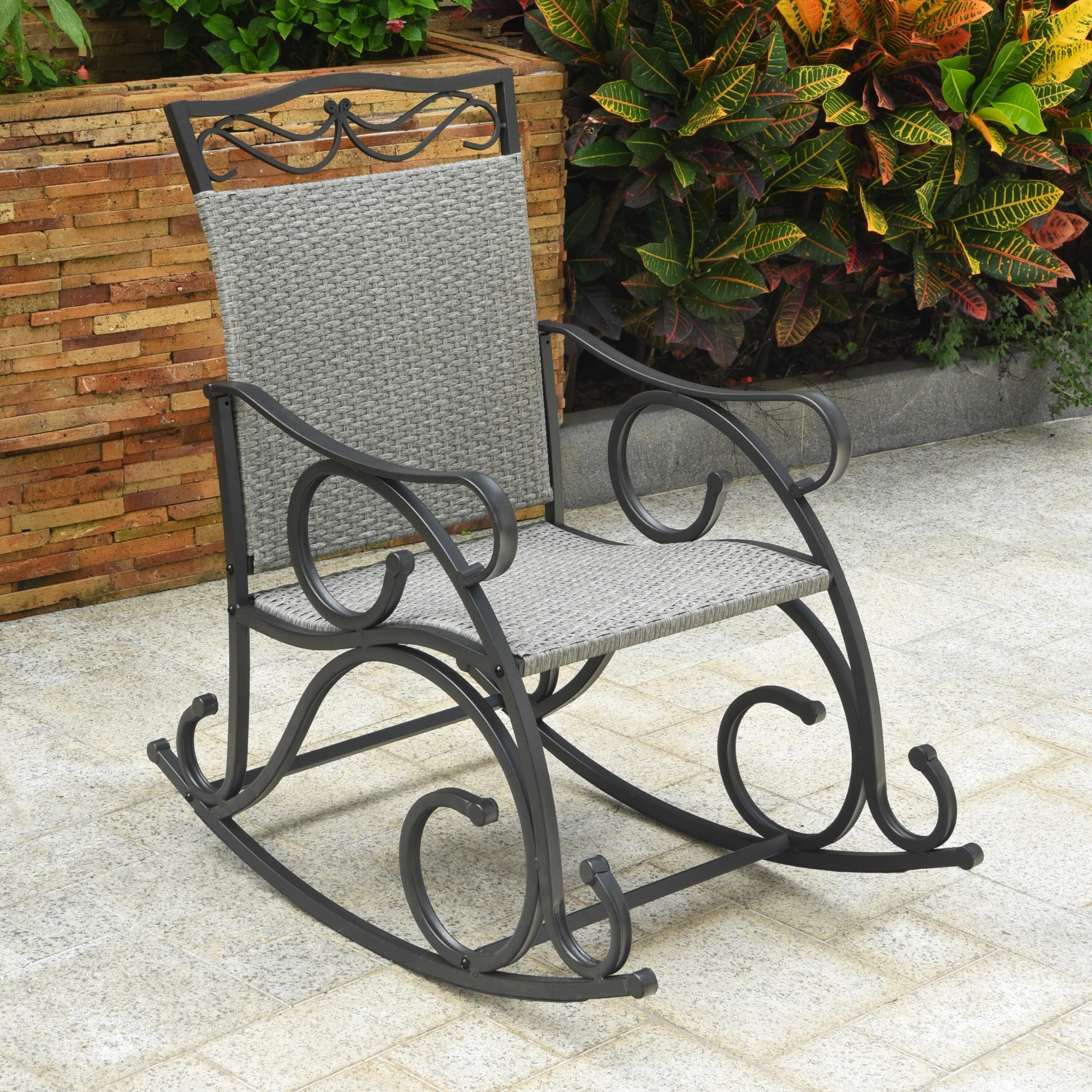 Valencia Resin Wicker/ Steel Rocking Chair - Grey