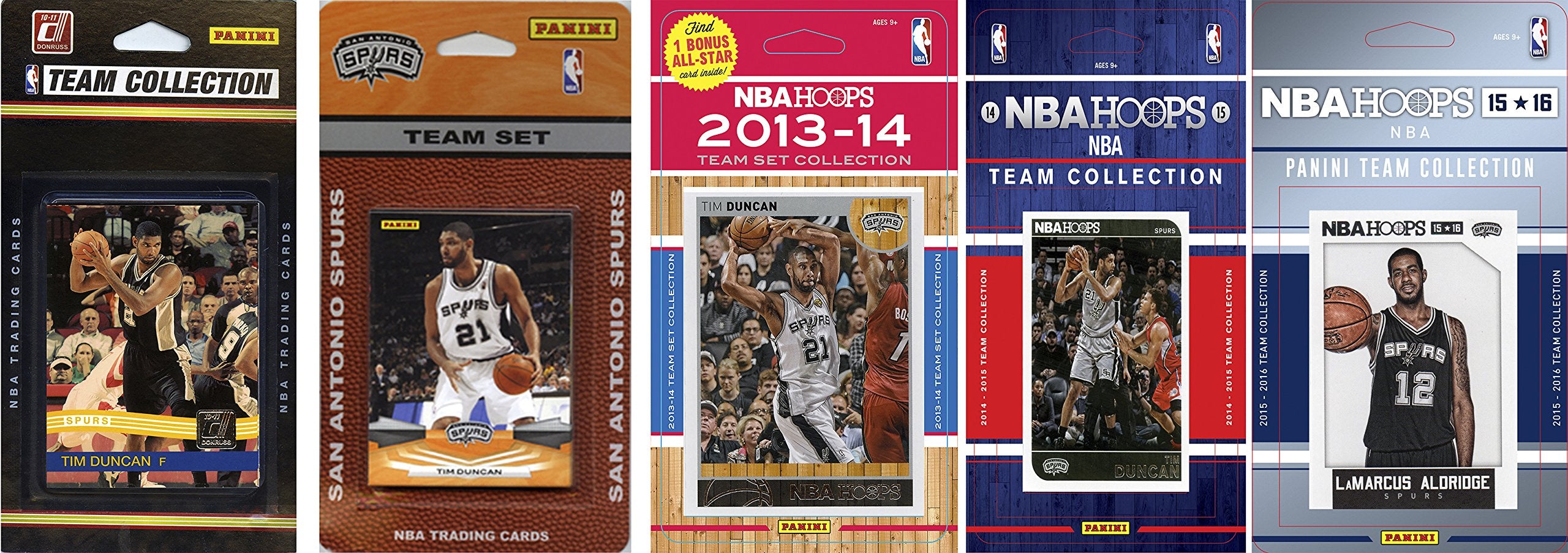 NBA San Antonio Spurs 5 Different Licensed Trading Card Team Sets