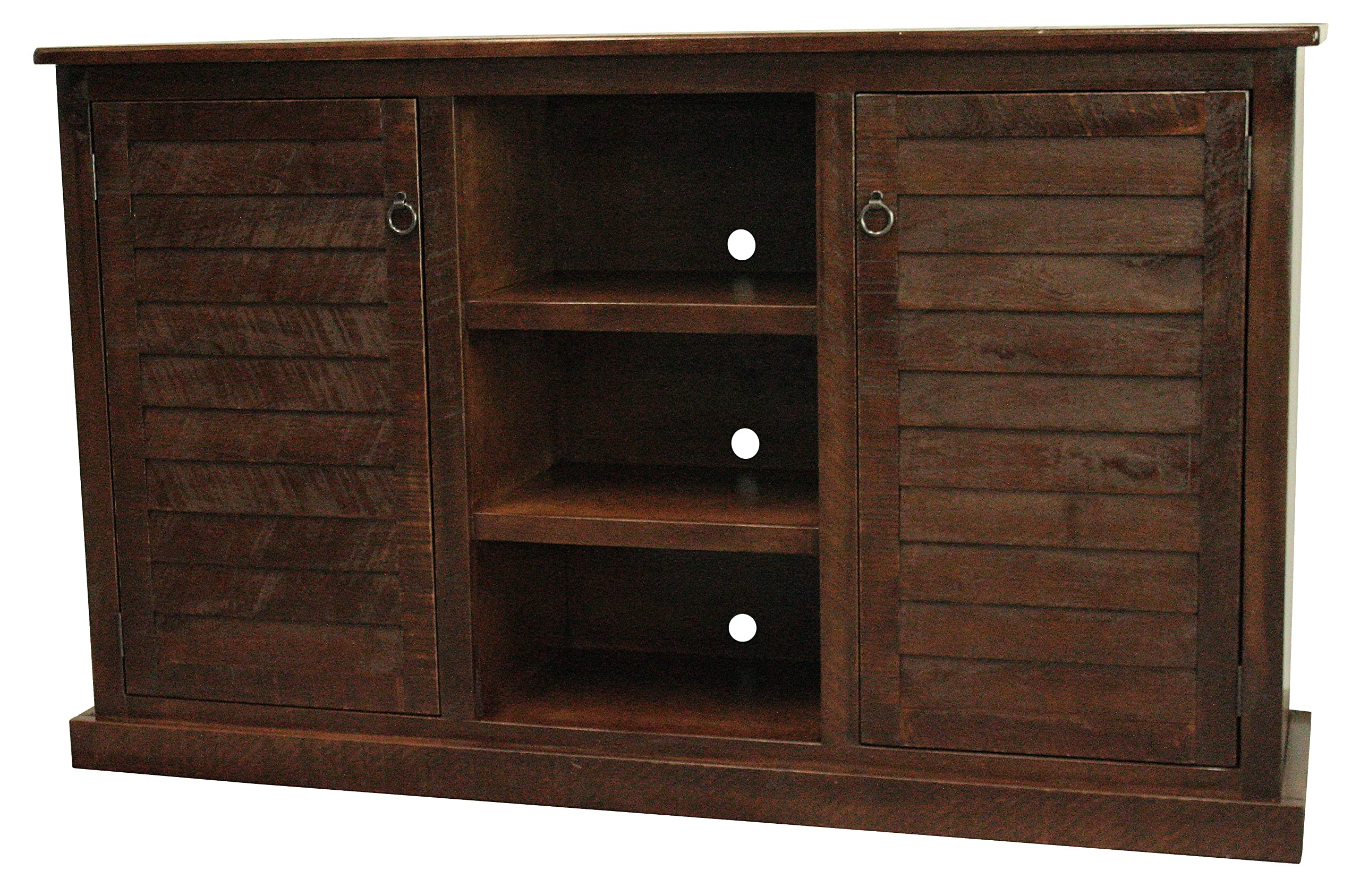 Rustic 68 Tall Quaint Shutter TV Stand in Chocolate Mousse