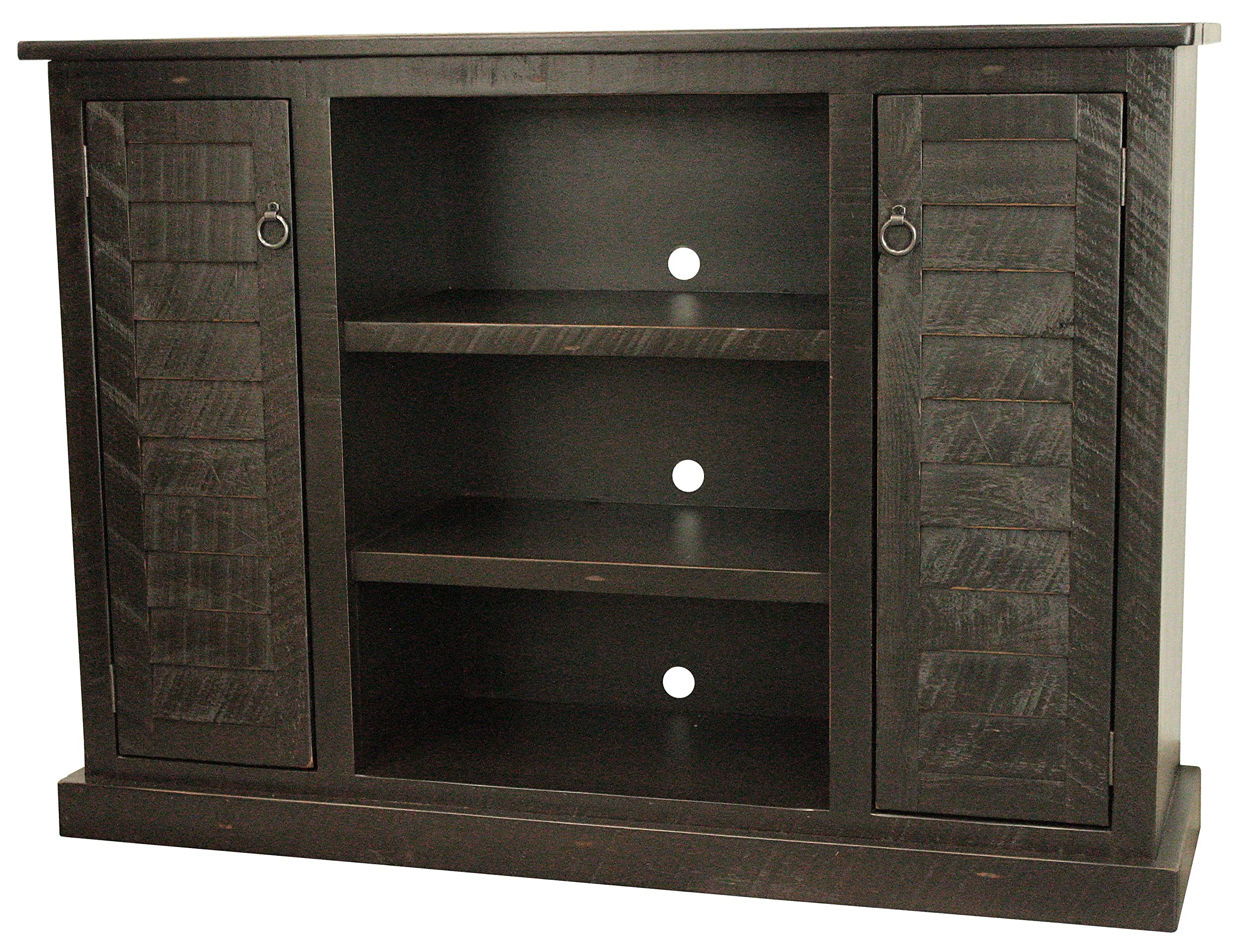 Rustic 57 Tall Provincial TV Stand in Rustic Antique Black