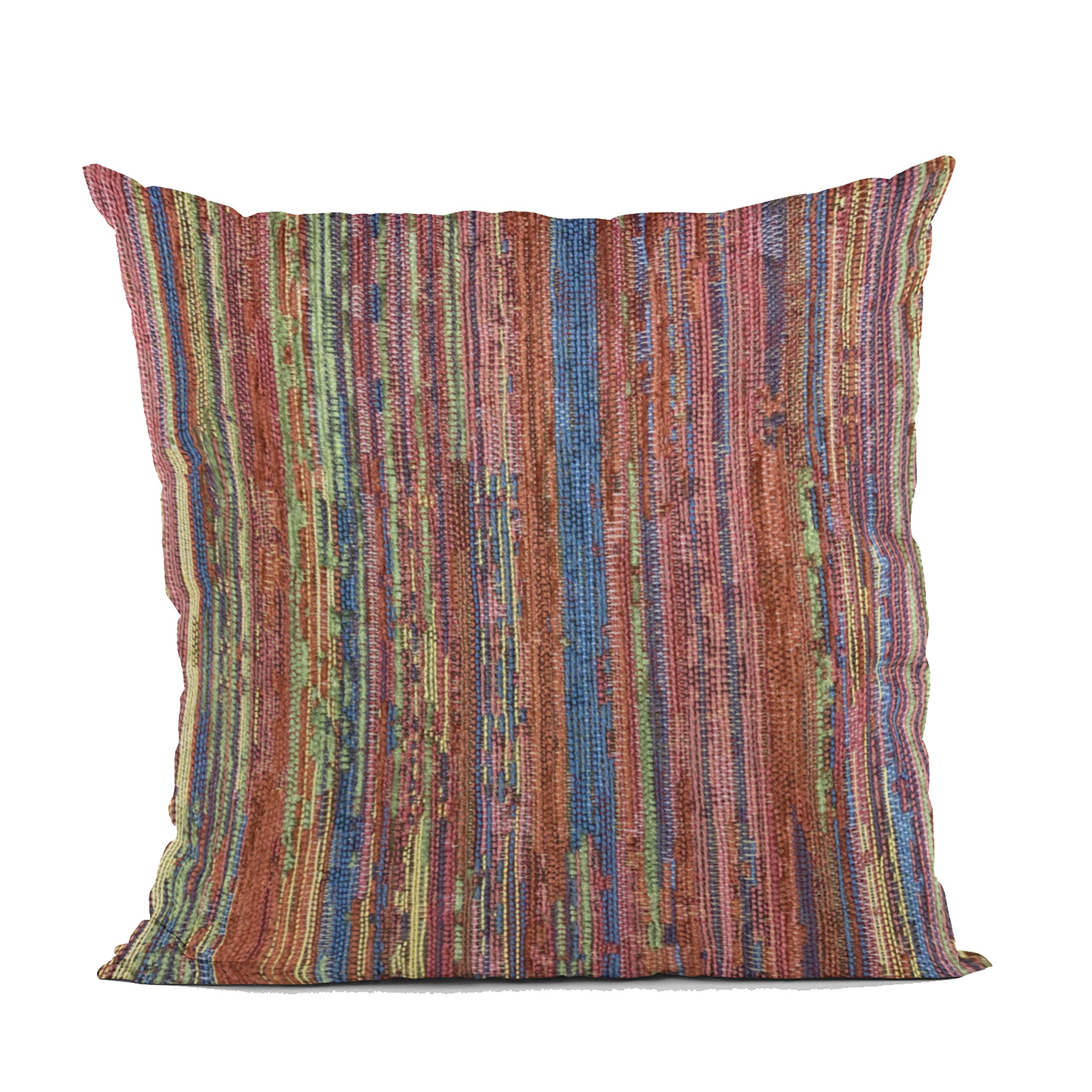 Plutus Brands Multi-Color Plutus Red Sea Stripe Luxury Throw Pillow 18 in x 18in, Double Sided 18 x 18”