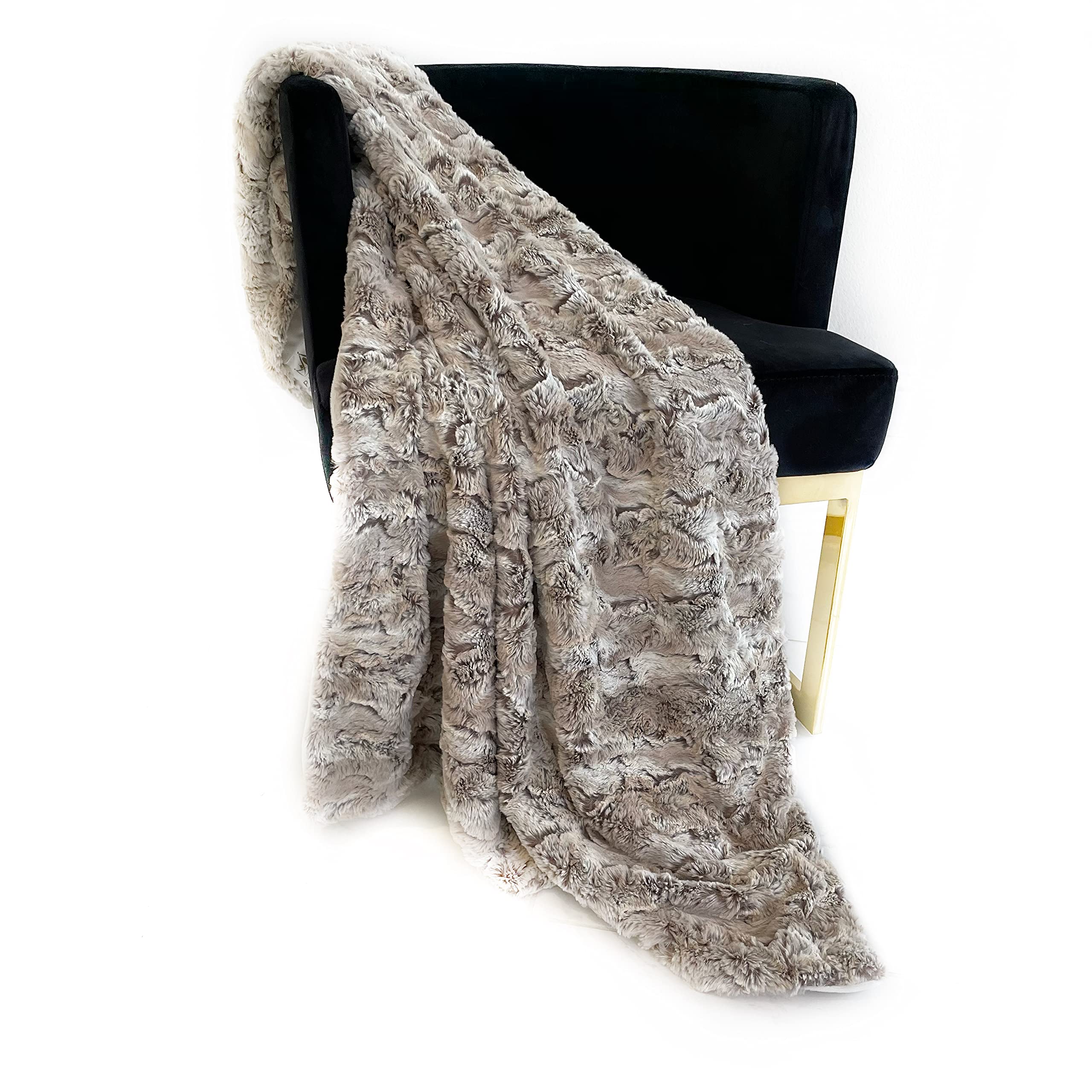 Plutus Light Brown Wild Rabbit Faux Fur Luxury Throw Blanket 60In X 84In