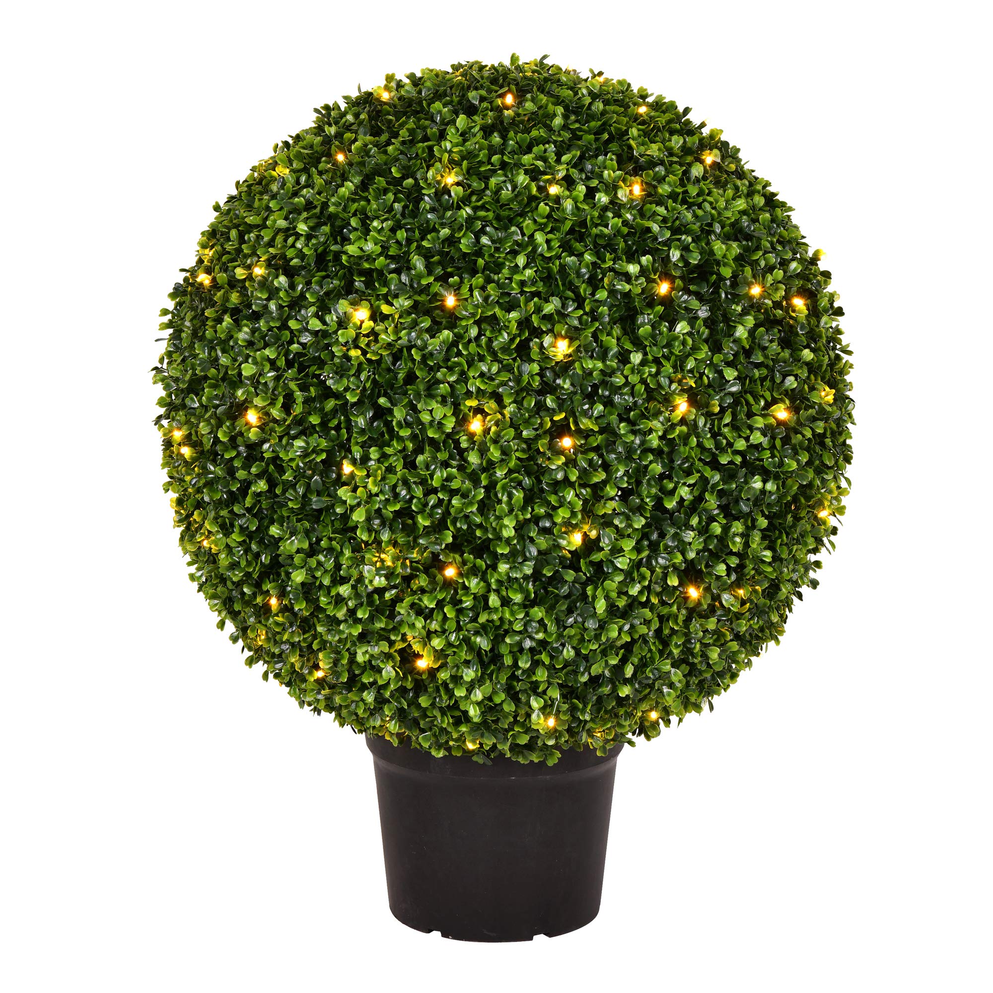 Casafoyer 24-Inch Pre-Lit UV Resistant Boxwood Topiary Ball - Maintenance-Free Decor ( Pack of 2 )