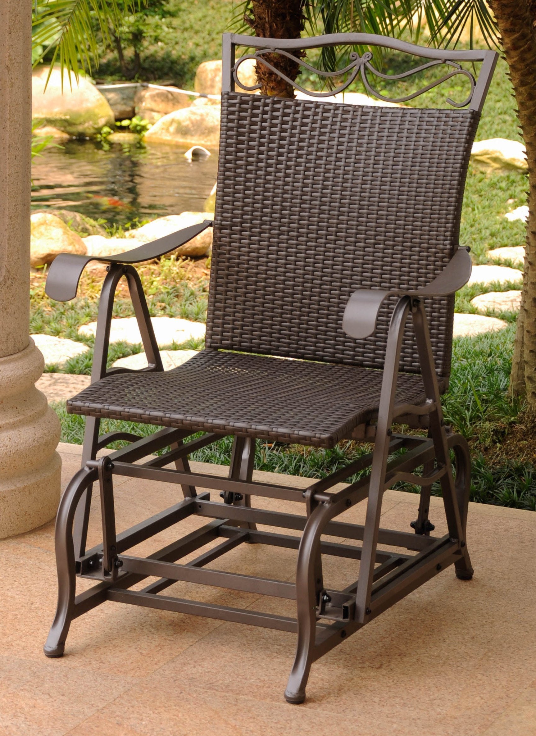 Valencia Resin Wicker/ Steel Glider Chair - Chocolate
