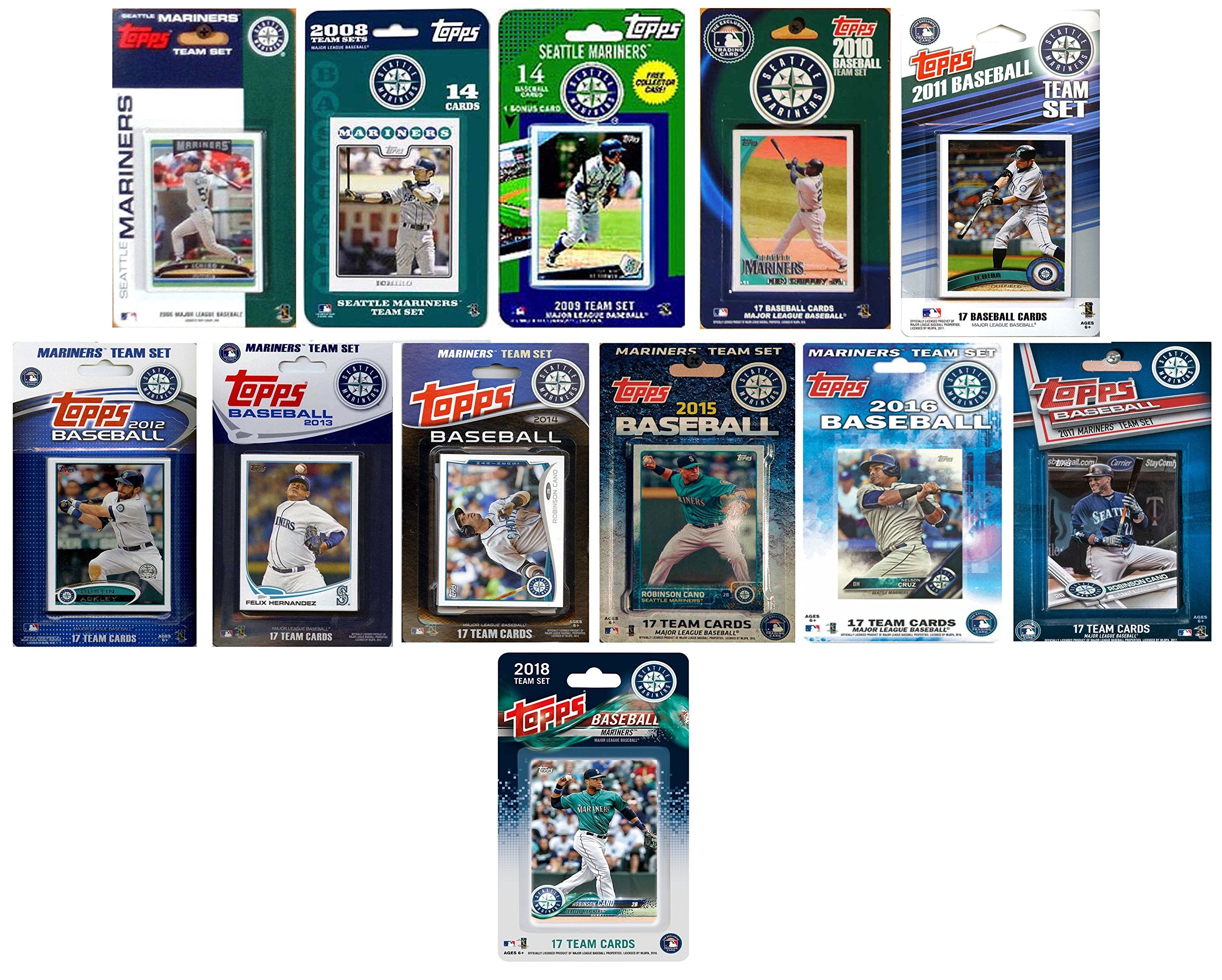 MLB Seattle Mariners 12 Different Licensed Trading Card Team Sets