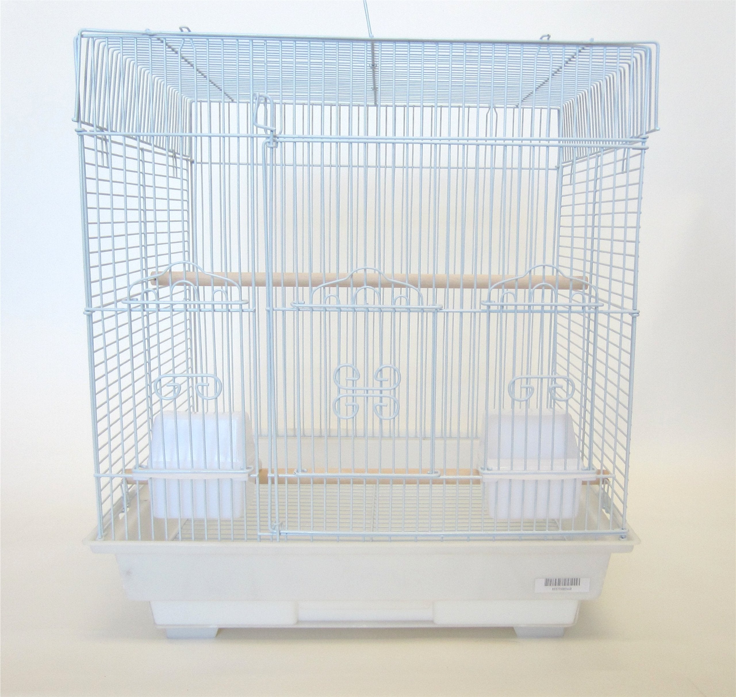 5824 3/8 Bar Spacing SquareTop Small Bird Cage - 18″x14″ In White