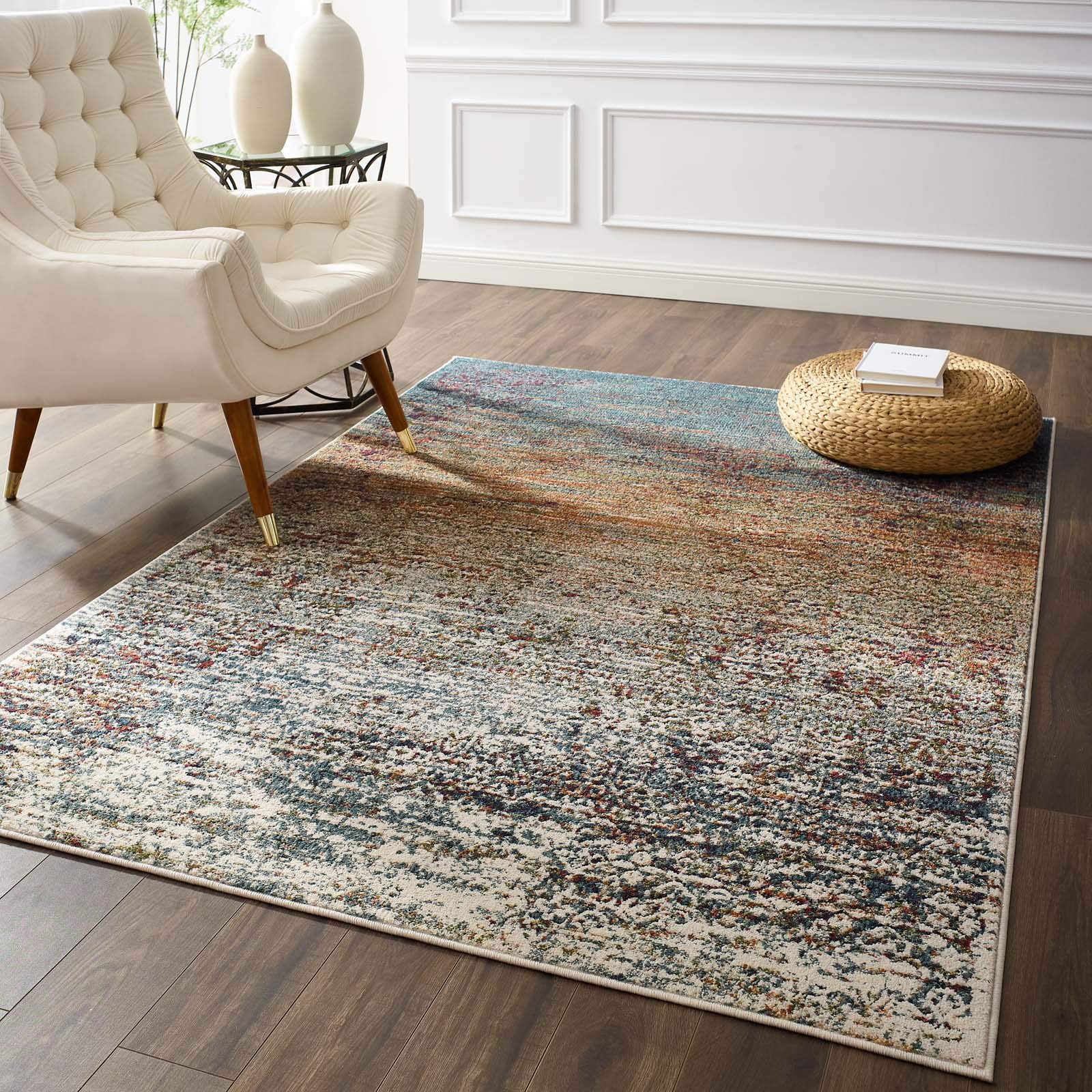 Tribute Jacinda Rustic Distressed Vintage Lattice 5x8 Area Rug - Multicolored
