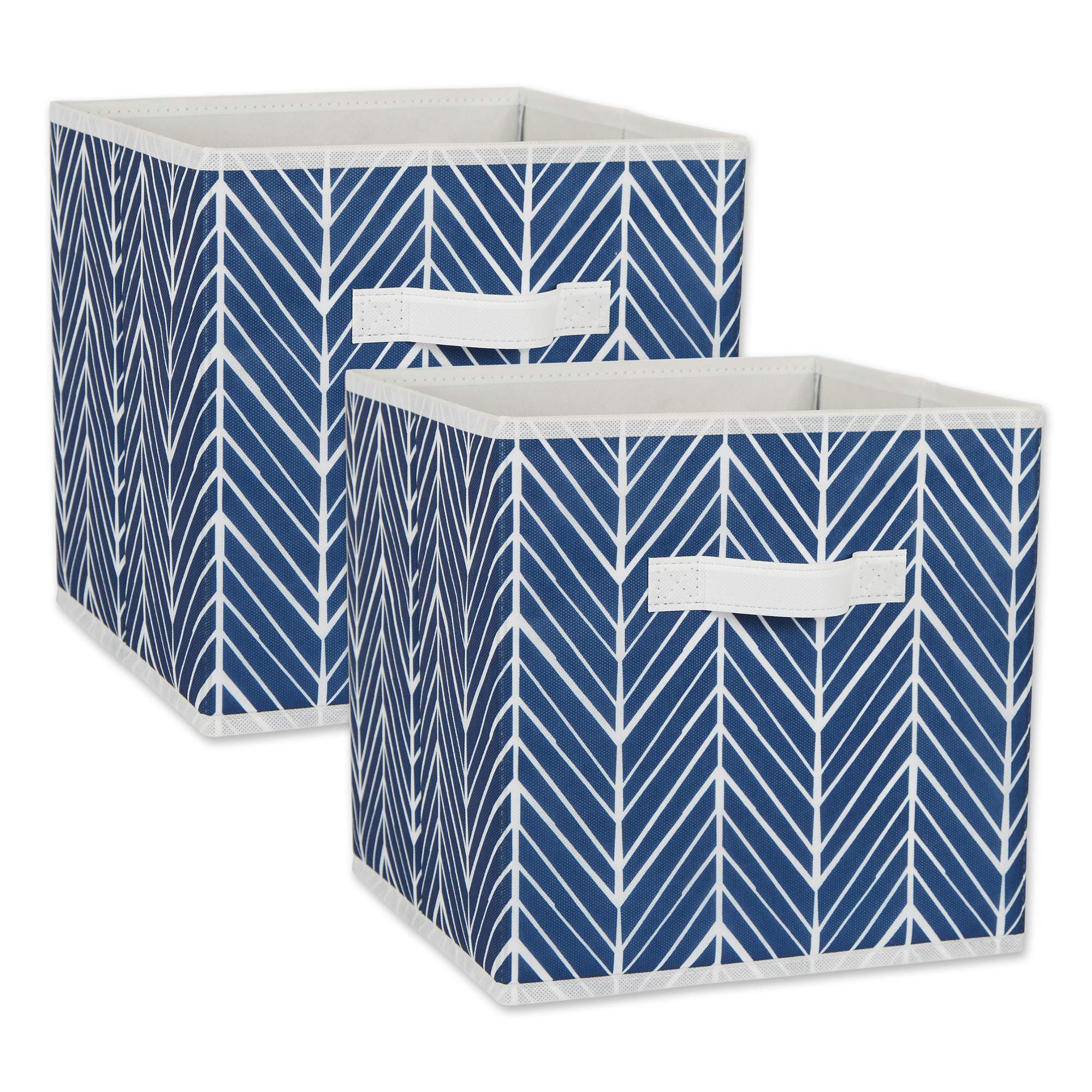 Dii Non Woven Storage Collection Polyester Herringbone Bin, Small Set Of 2, Nautical Blue, 2 Piece