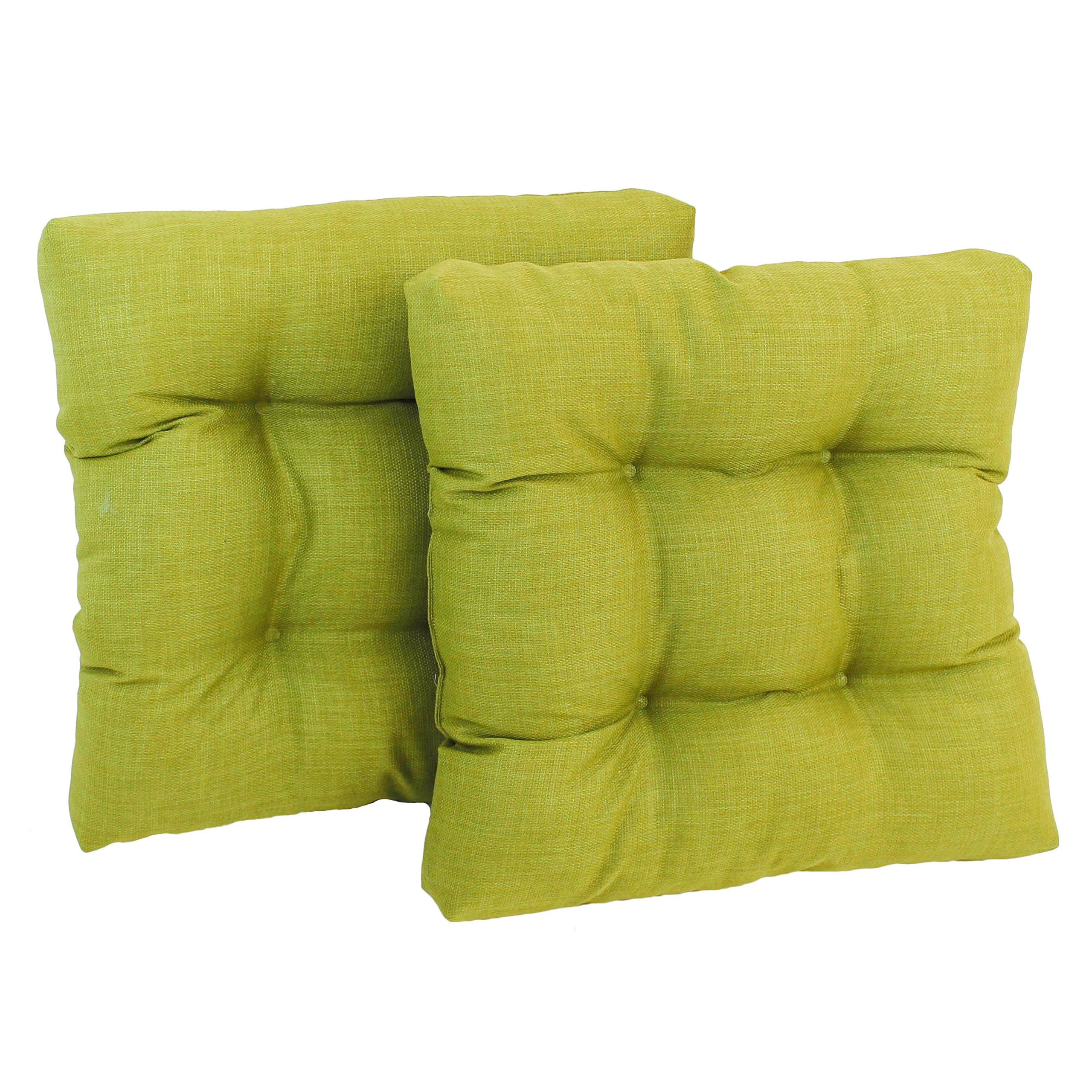 19-inch Squared Spun Polyester Tufted Dining Chair Cushion (Set of Two) - Lime