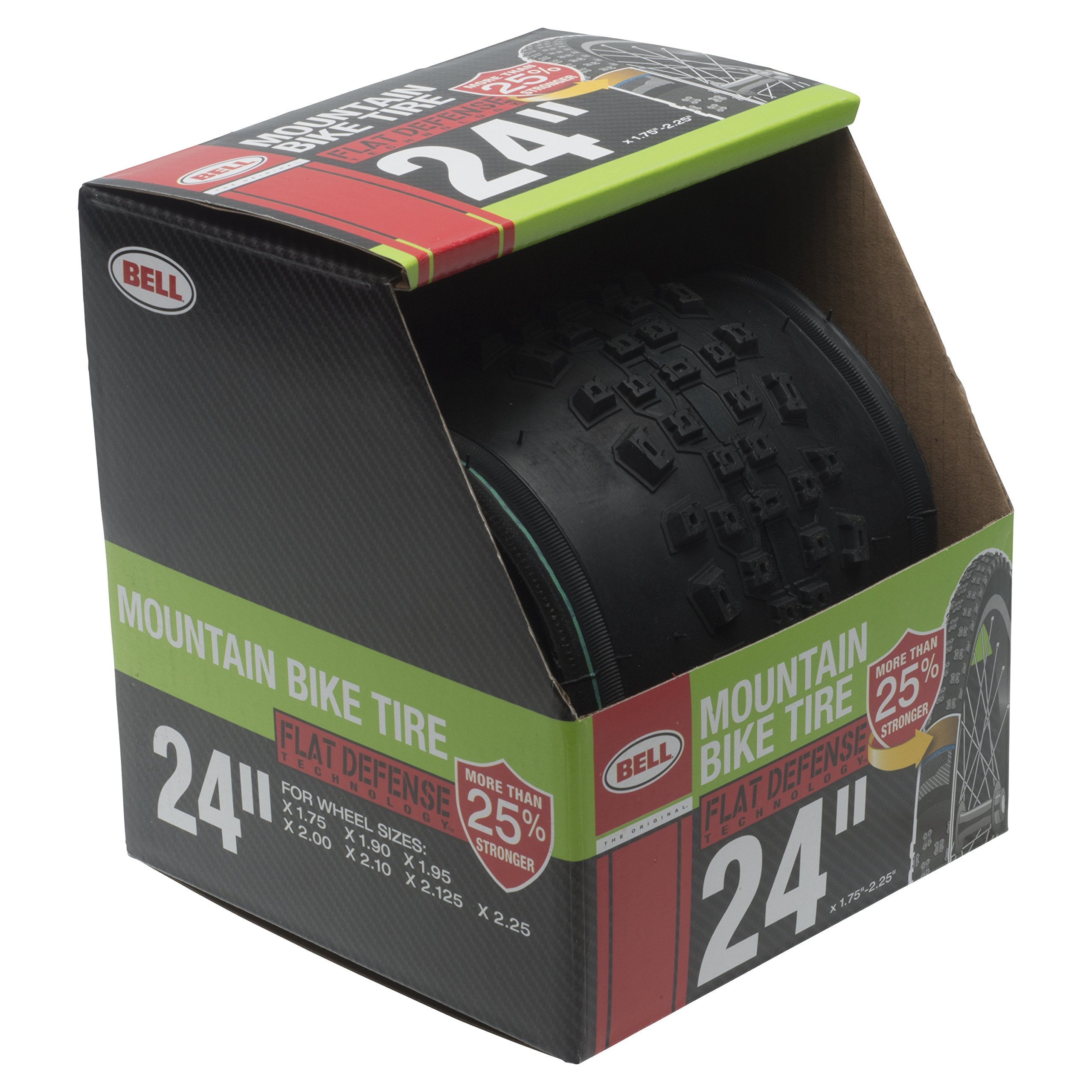 Bell 7091038 Flat Defense Mountain Bike Tire, 24 X 1.95, Black, Replaces Sizes : 1.75-2.125