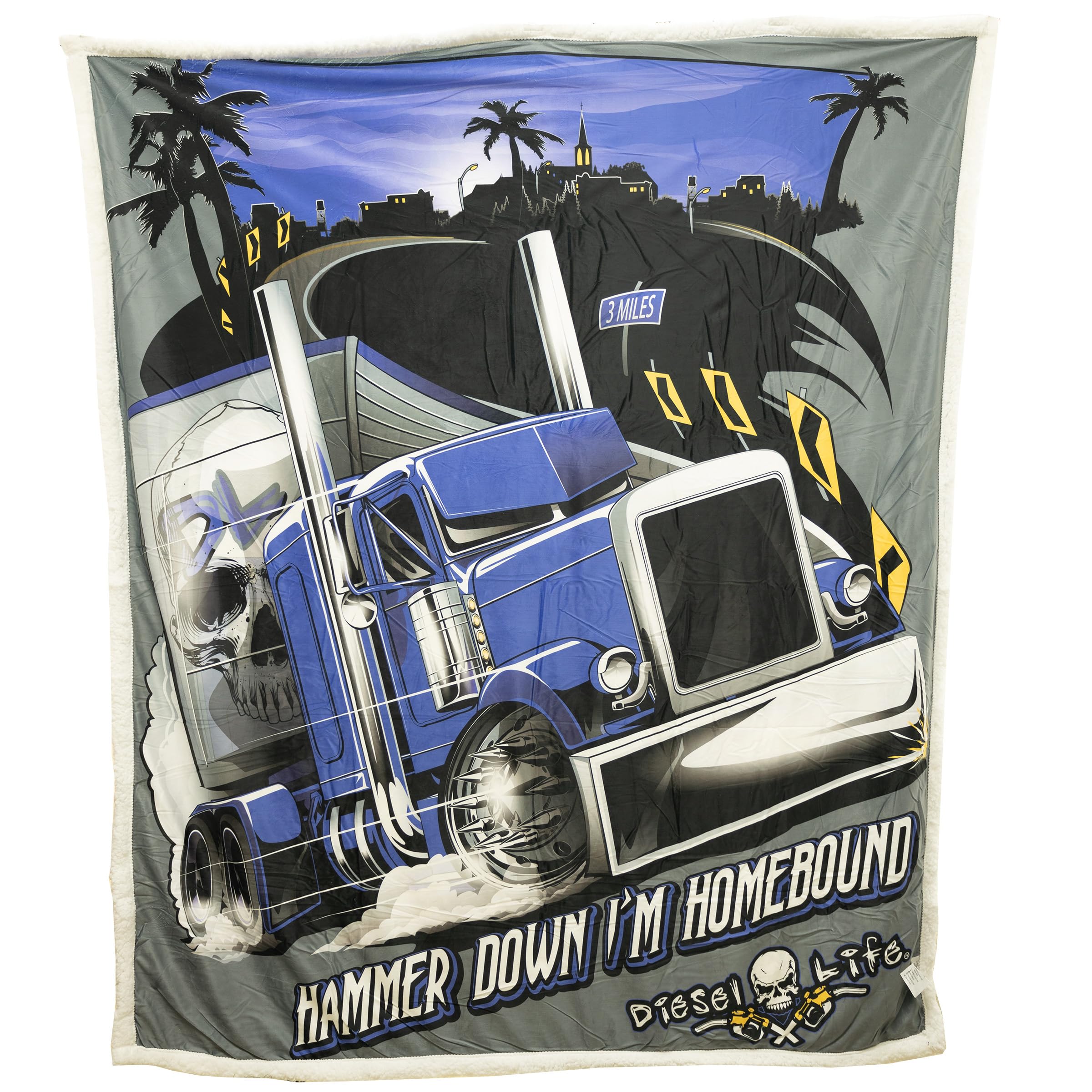 Diesel Life 60in x 70in Digital Knit Printed Blanket 5Ft x 5.5Ft Big Plush