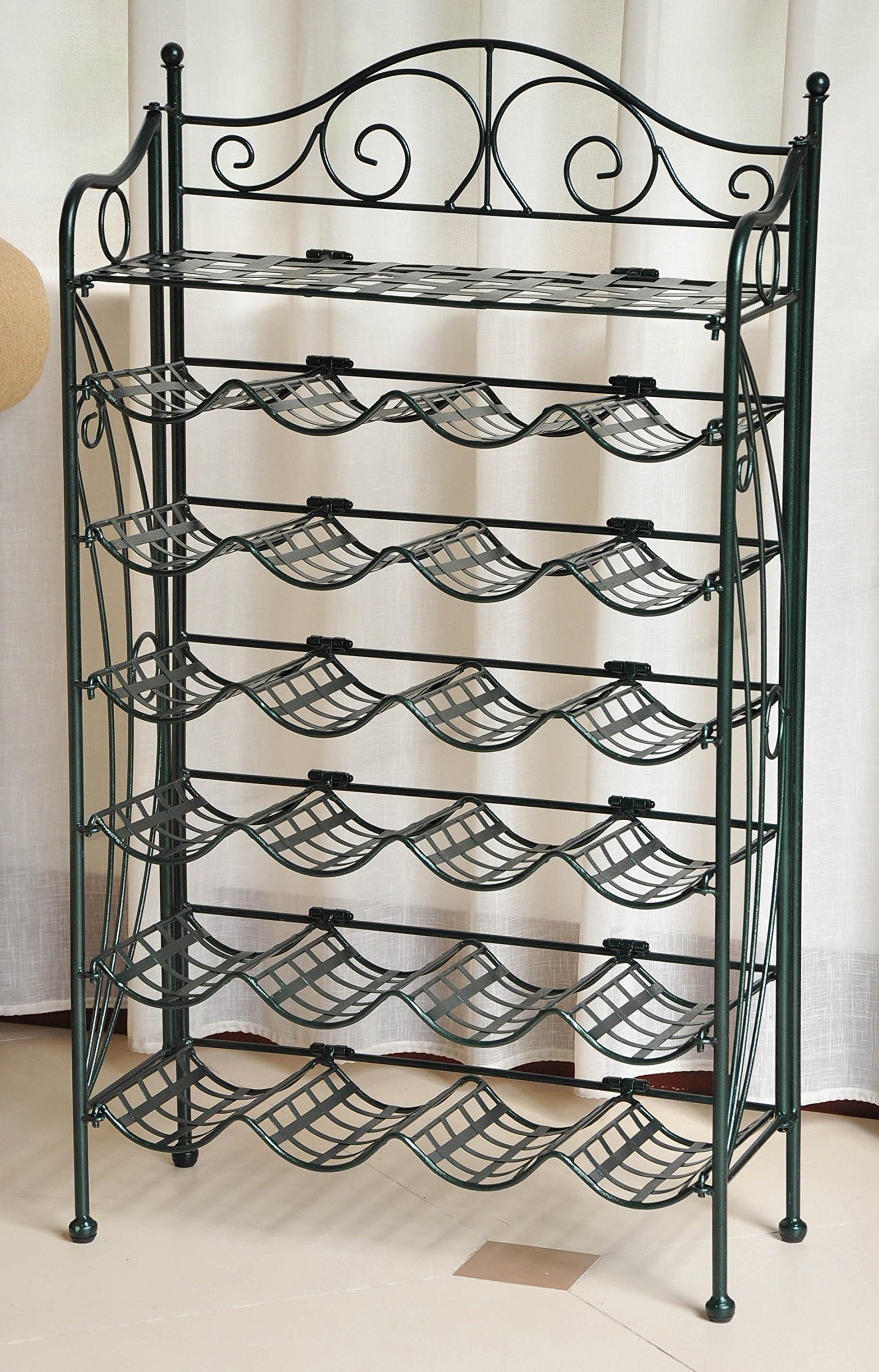 Iron Storage Iron 24-bottle Wine Rack with Shelf - Hammered Verdi Gris