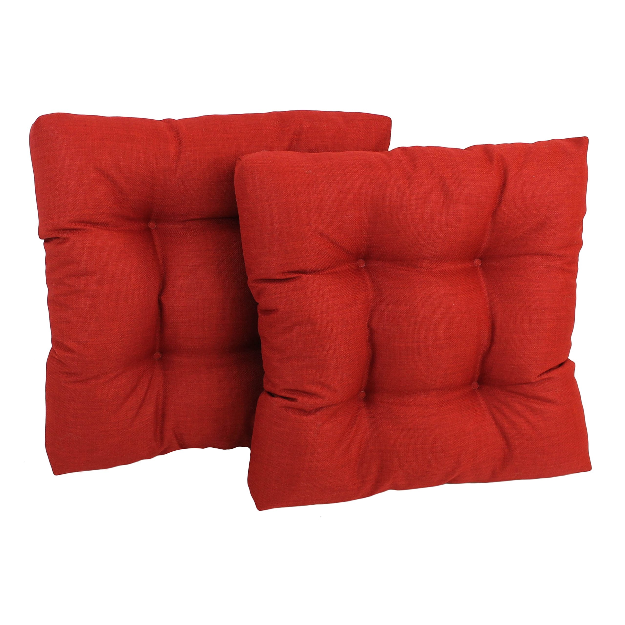 19-inch Squared Spun Polyester Tufted Dining Chair Cushion (Set of Two) - Papprika