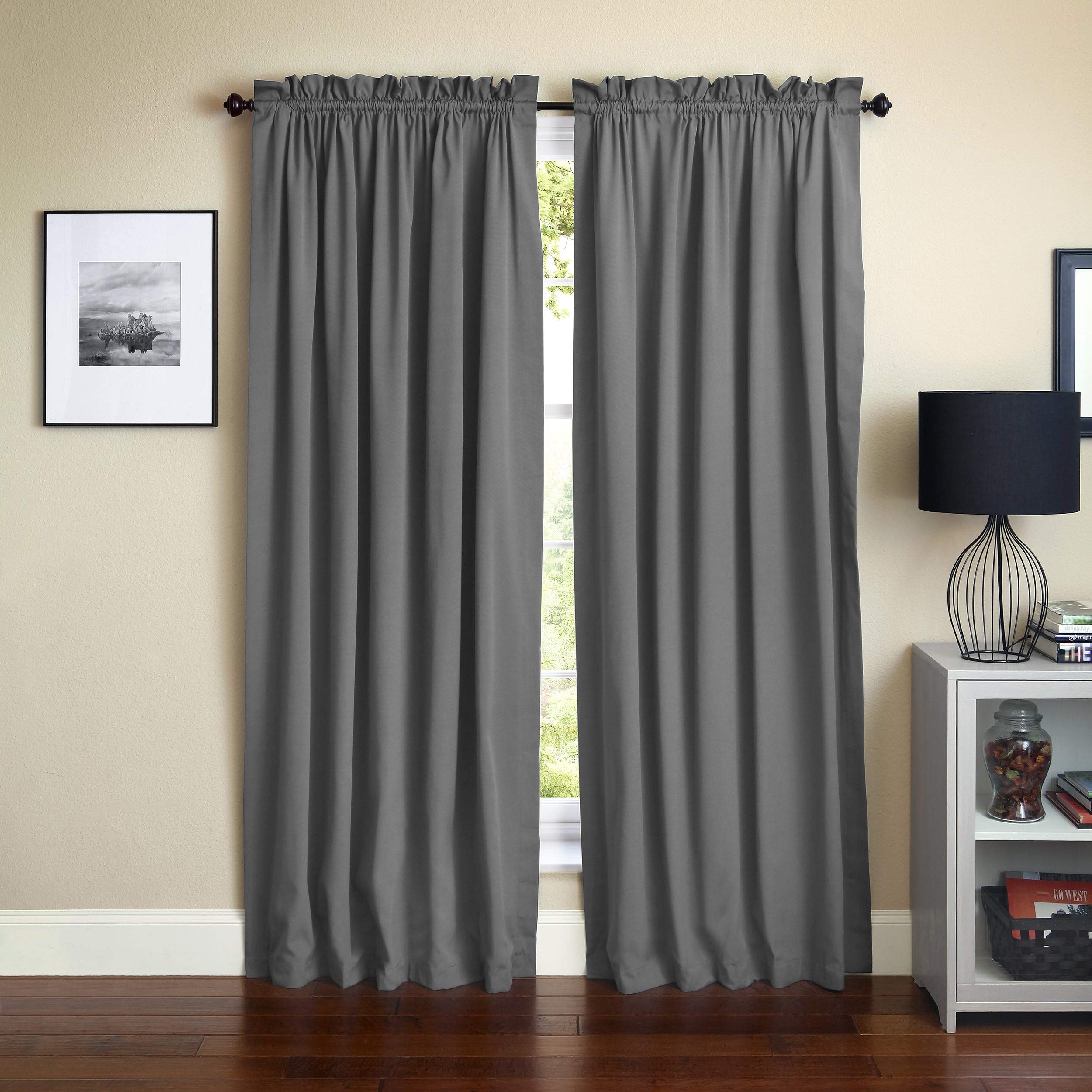 Blazing Needles 108-inch by 52-inch Twill Curtain Panels (Set of 2) - Steel Grey