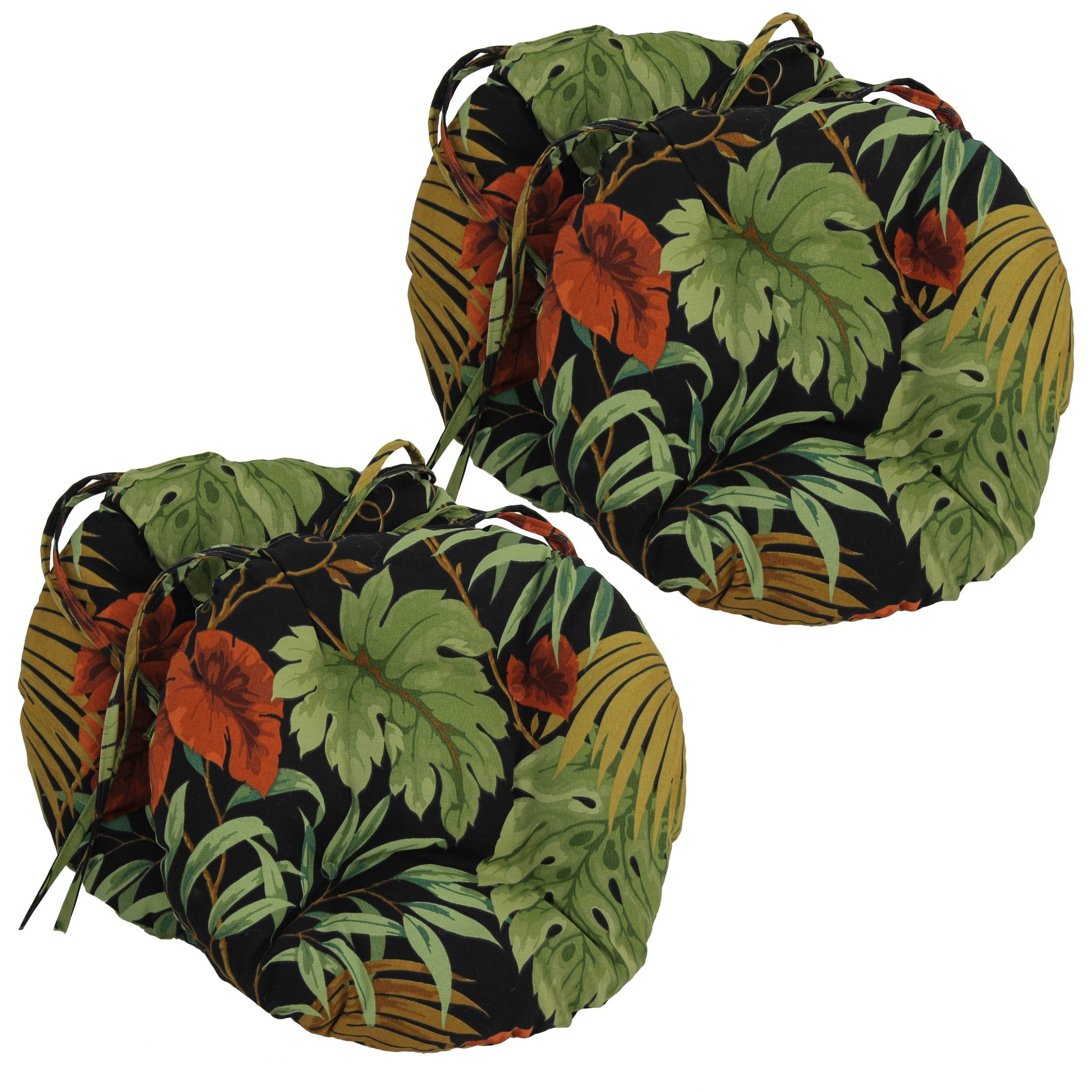 16-inch Outdoor Spun Polyester Tufted Chair Cushion (Set of 4) - Tropique Raven