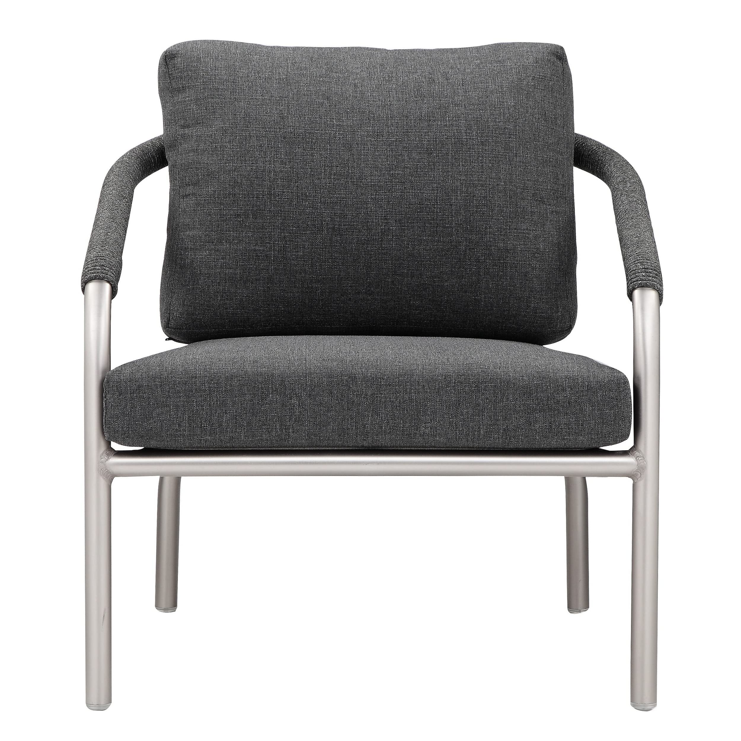 Phil 32 Inch Armchair, Slate Gray Rope Accent, Fade Resistant Cushions