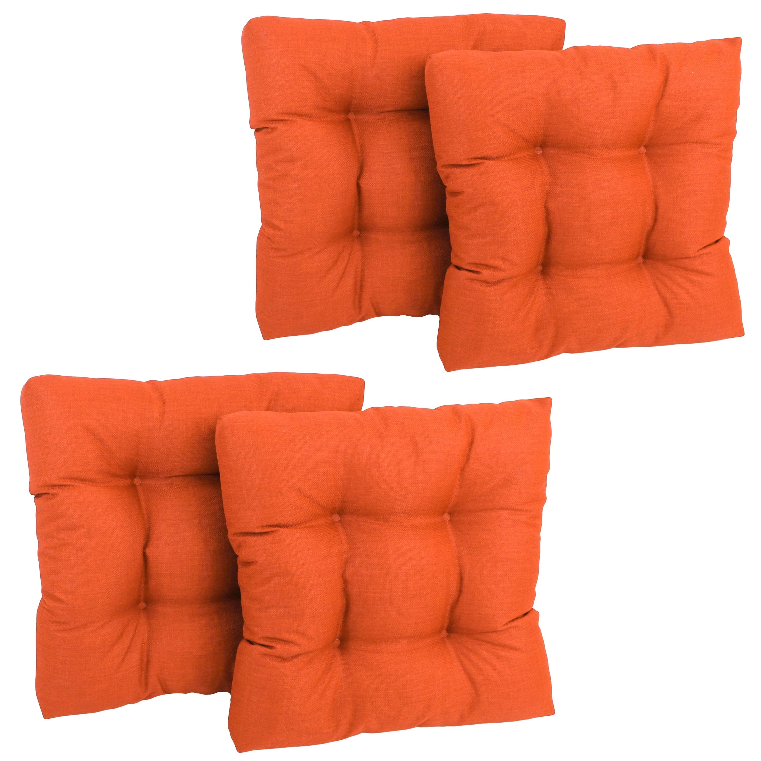 19-inch Squared Spun Polyester Tufted Dining Chair Cushion (Set of Four) - Tangerine Dream