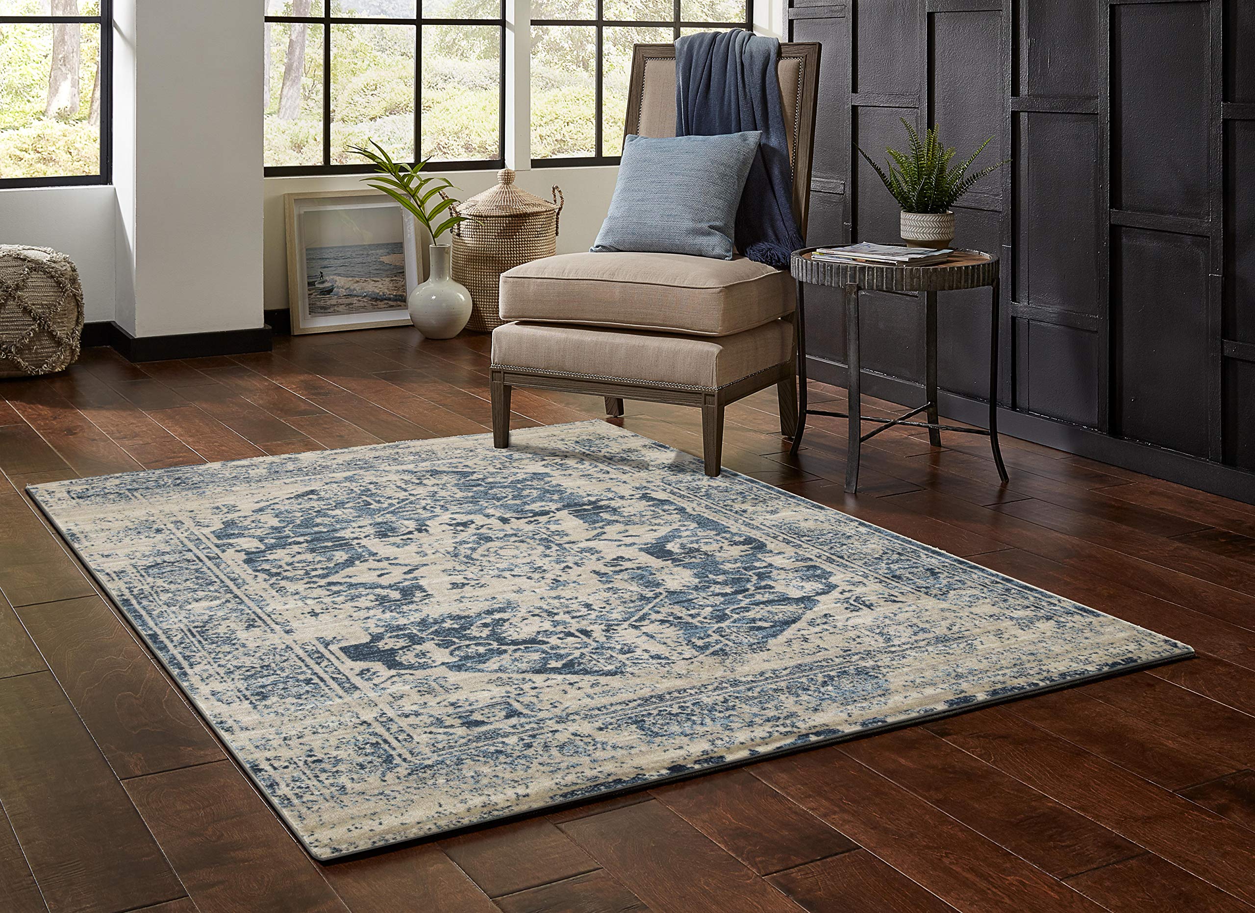 Kas Rugs Heritage Ivory/Blue Traditions 3'3 X 4'11 Plush Accent Rug