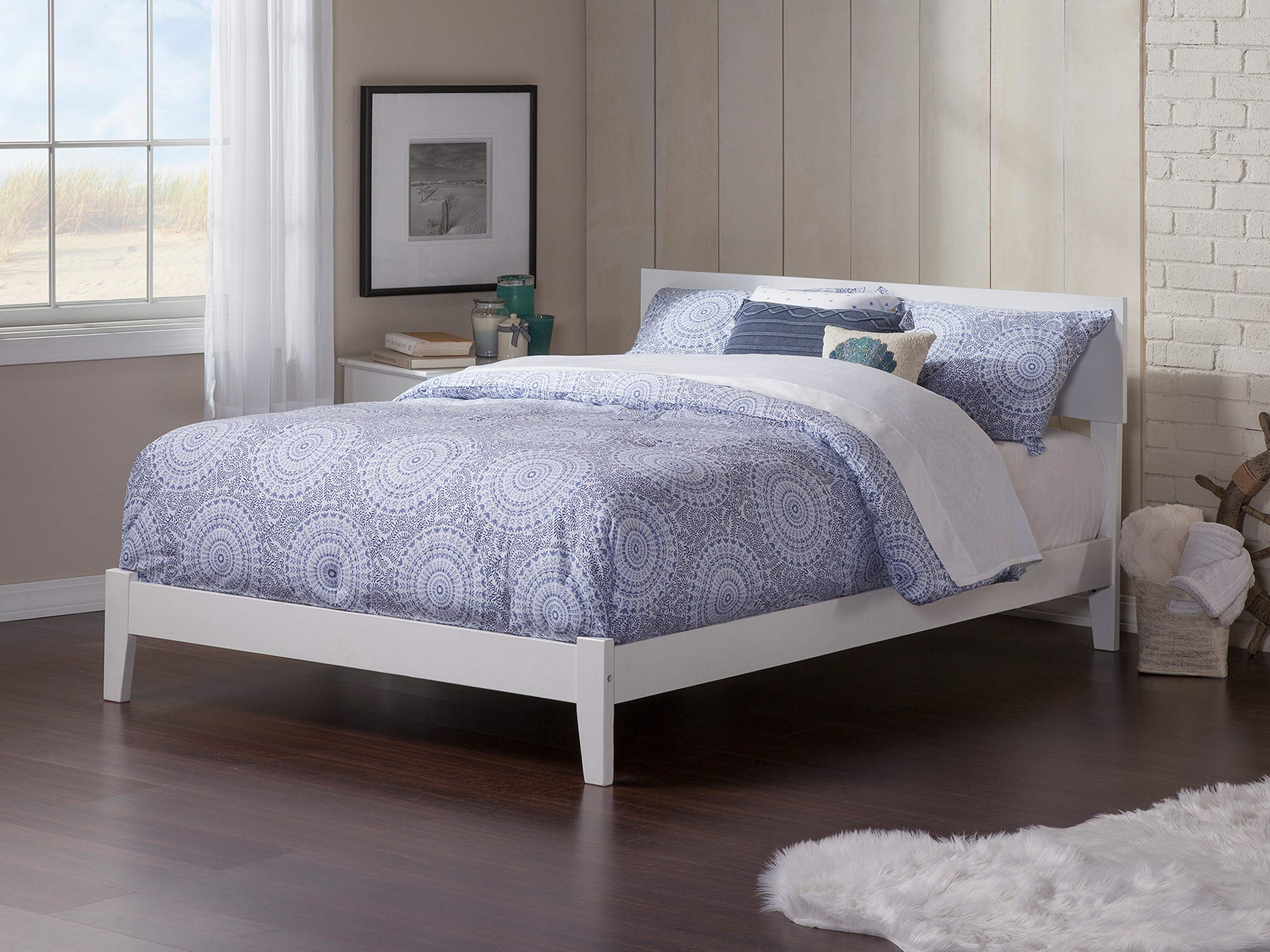 Orlando Full Low Profile Solid Wood Platform Bed in White