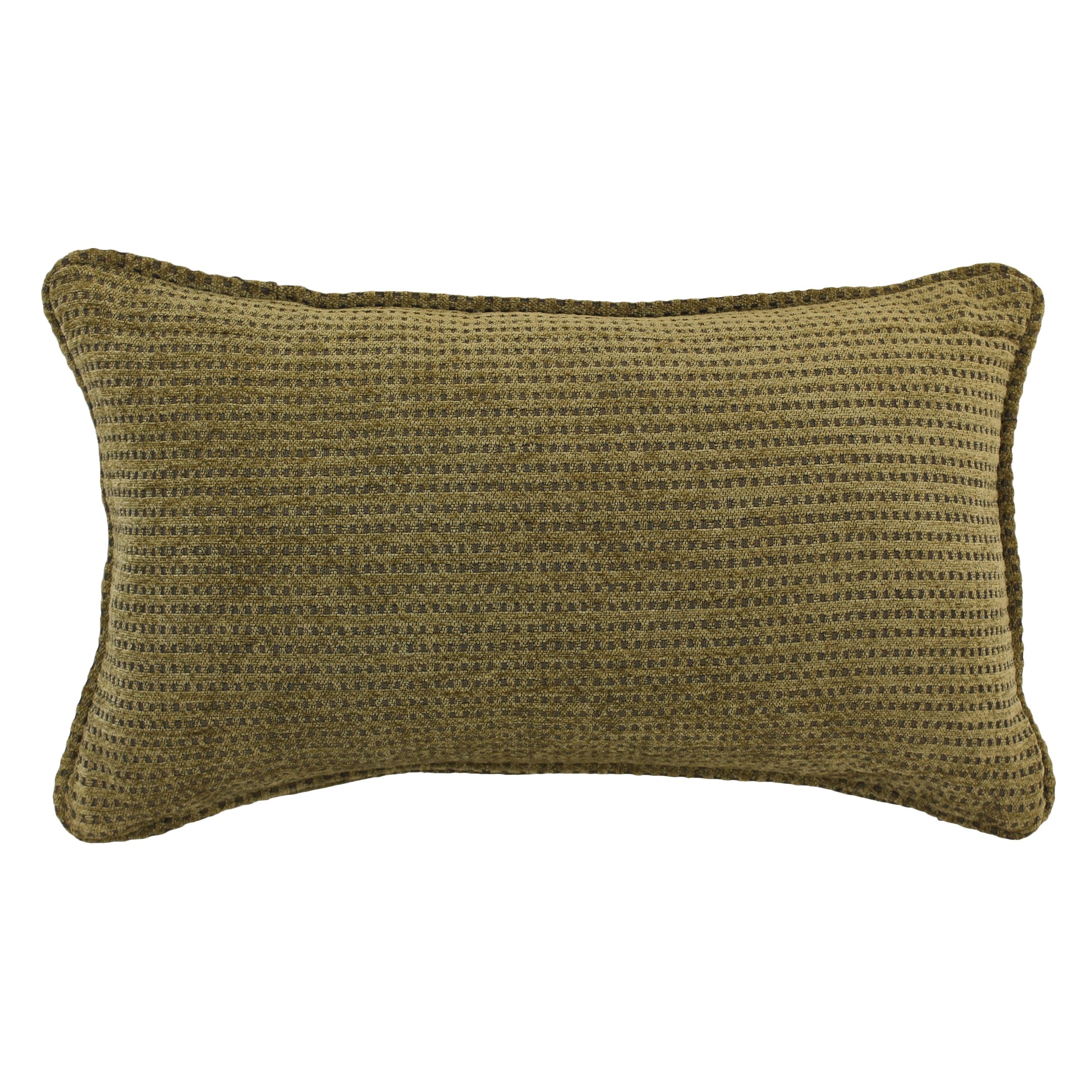 20-inch by 12-inch Double-corded Patterned Jacquard Chenille Back Support PIllow with Insert - Gingham Brown