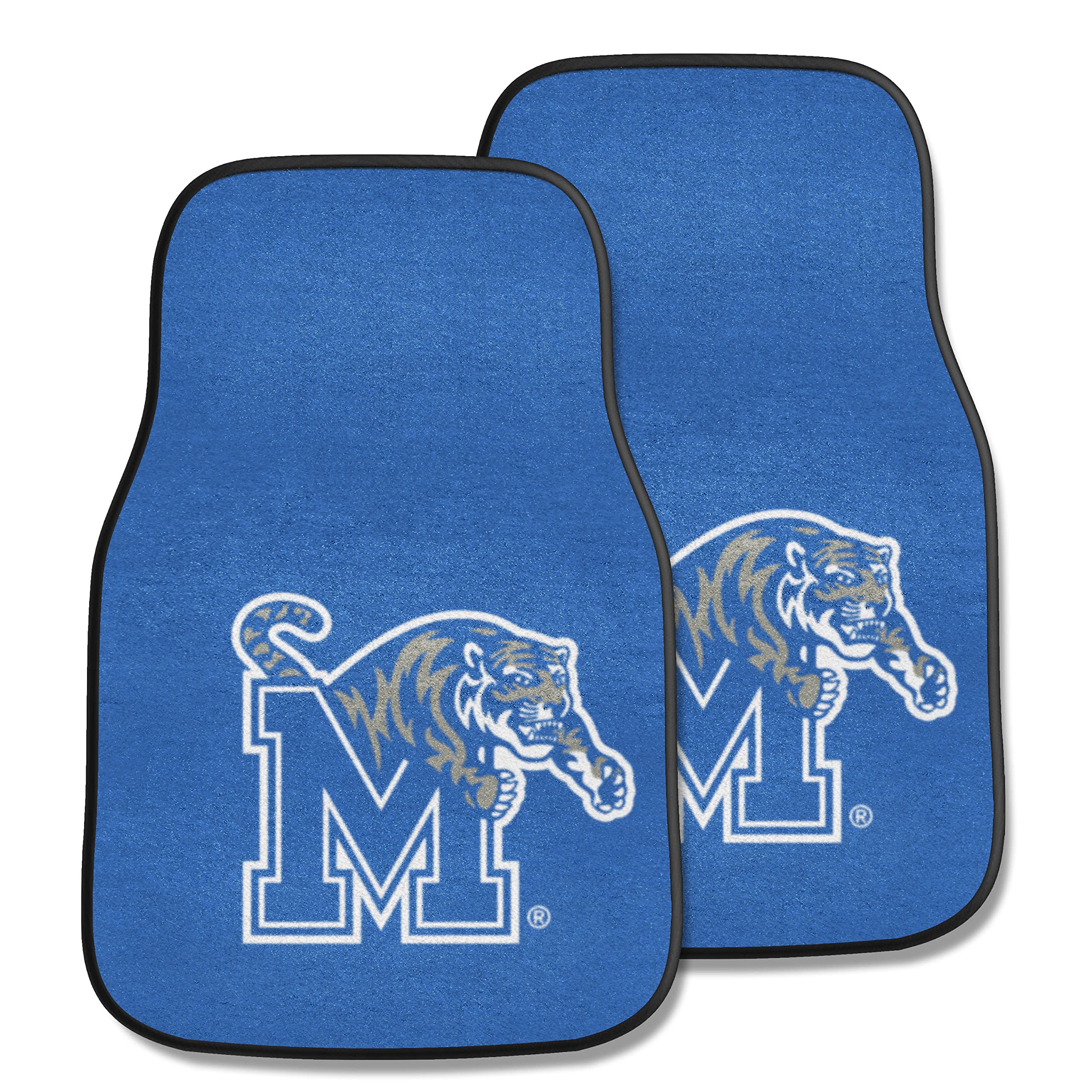 Fanmats 5455 Memphis Tigers Front 2-Piece Team Logo Carpet Car Mat Set, Front Row Automotive Floor Mats, Non-Slip Backing, Team