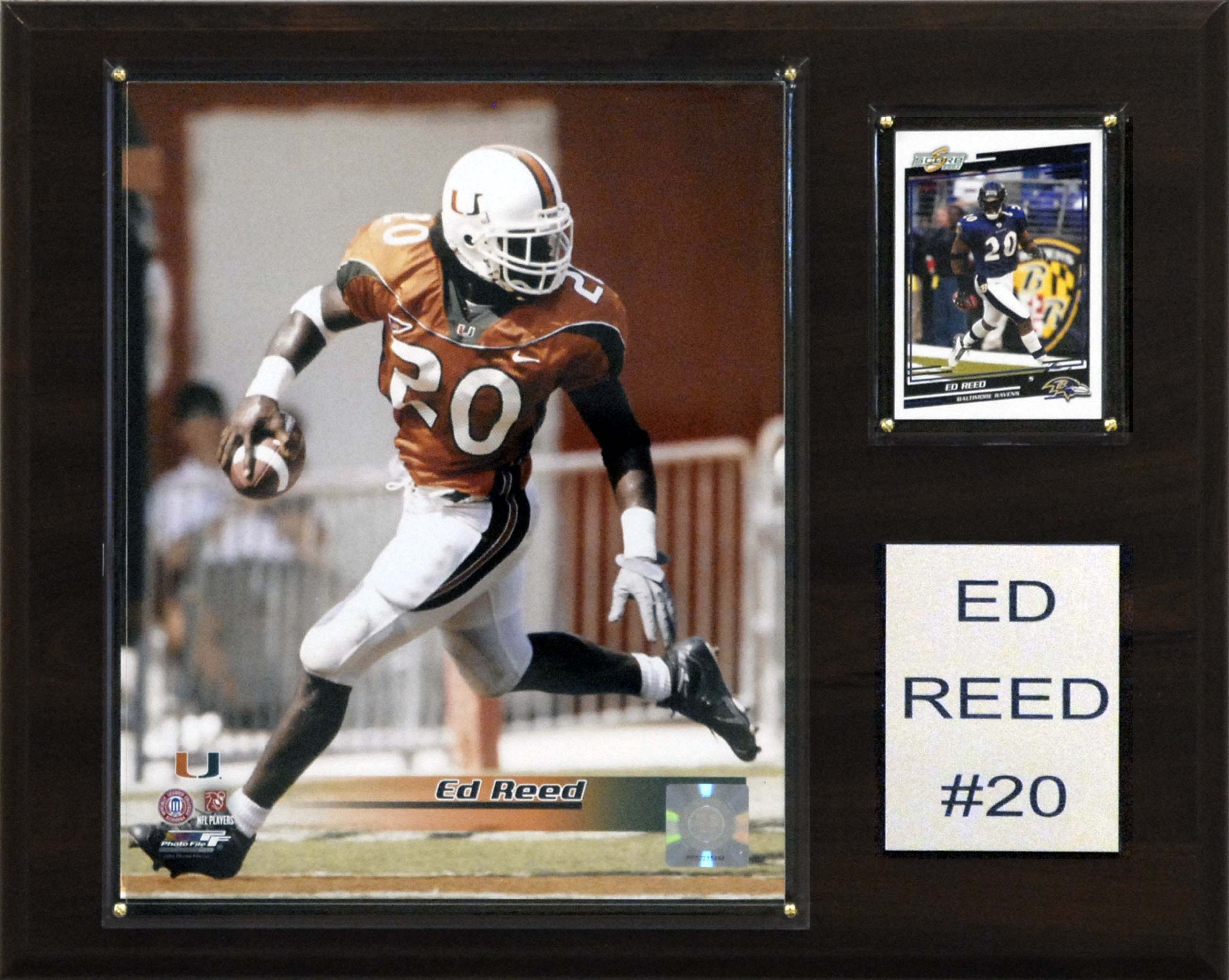 NCAA Football 12x15″ Ed Reed Miami Hurricanes Player Plaque