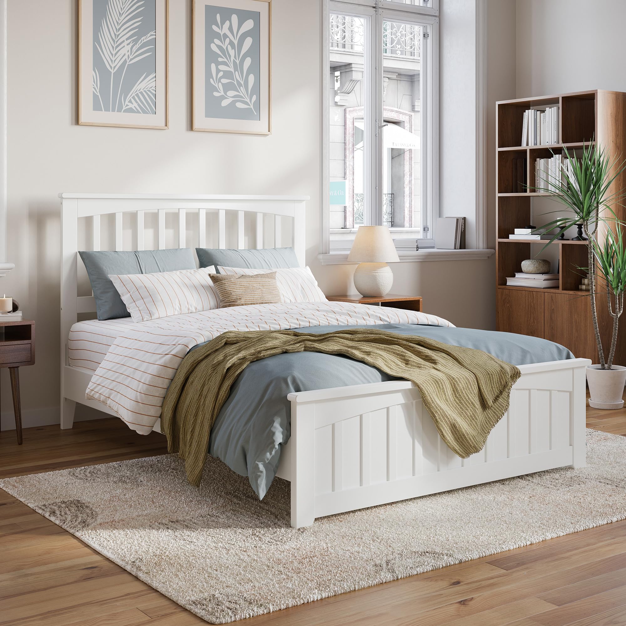 Becket Full Solid Wood Low Profile Platform Bed with Matching Footboard in White