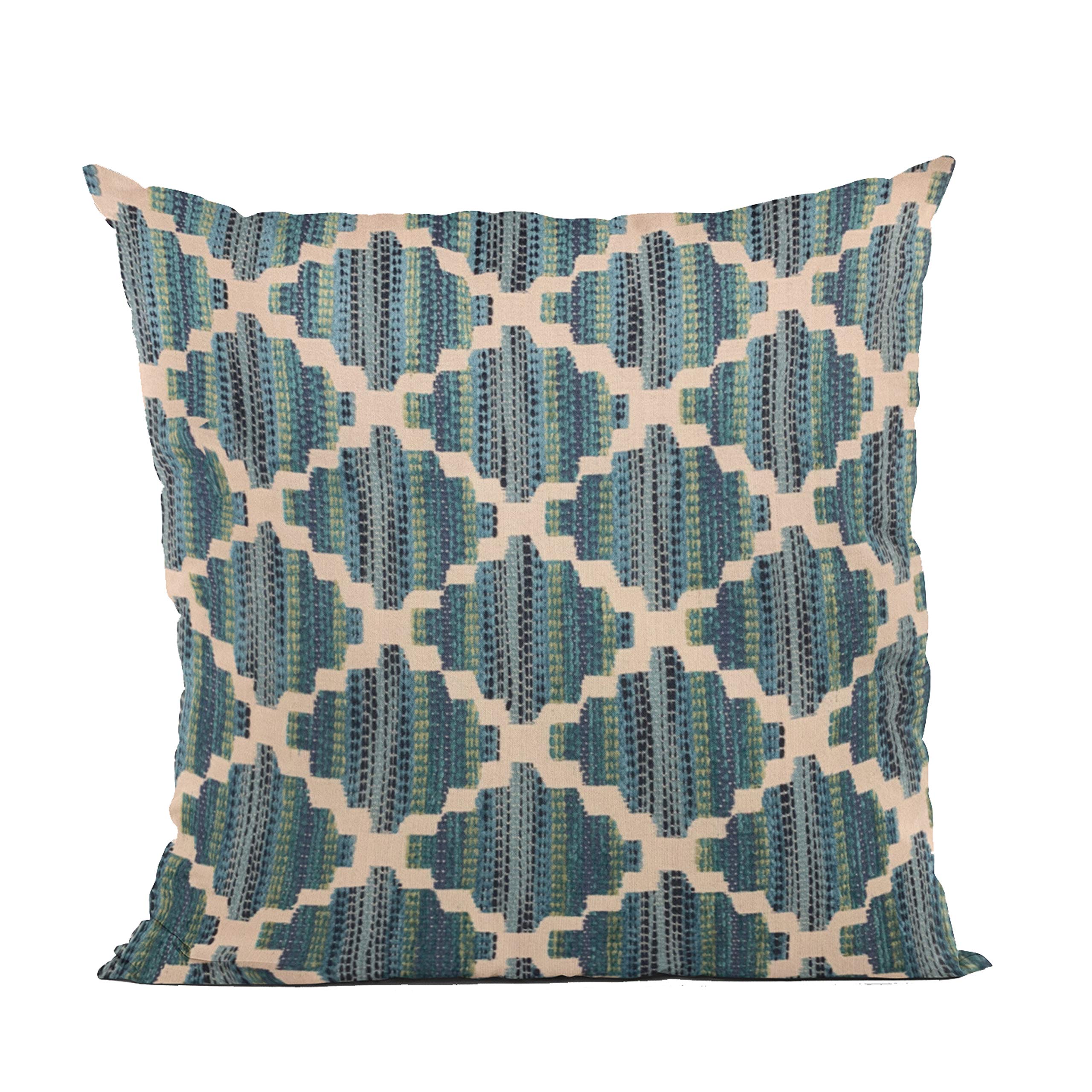 Plutus Brands Blue Plutus Zig Zag Cut Diamond Luxury Throw Pillow 16 in x 16in, Double Sided 16 x 16”