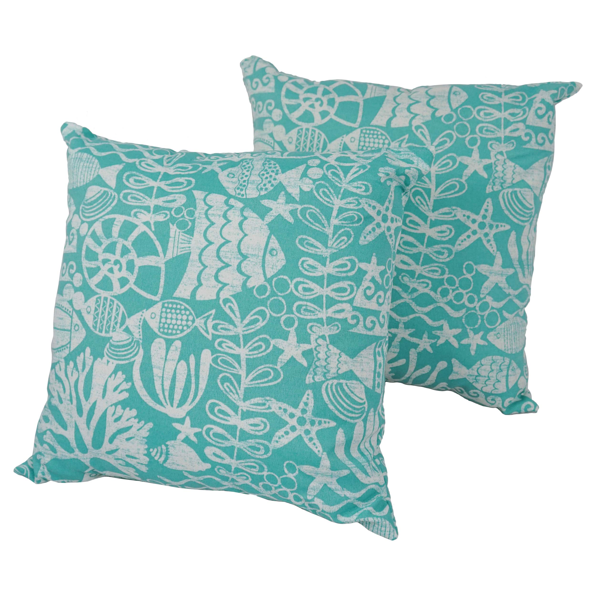 Blazing Needles 17-inch Outdoor Spun Polyester Throw Pillows (Set of 2) - Maritime Sea
