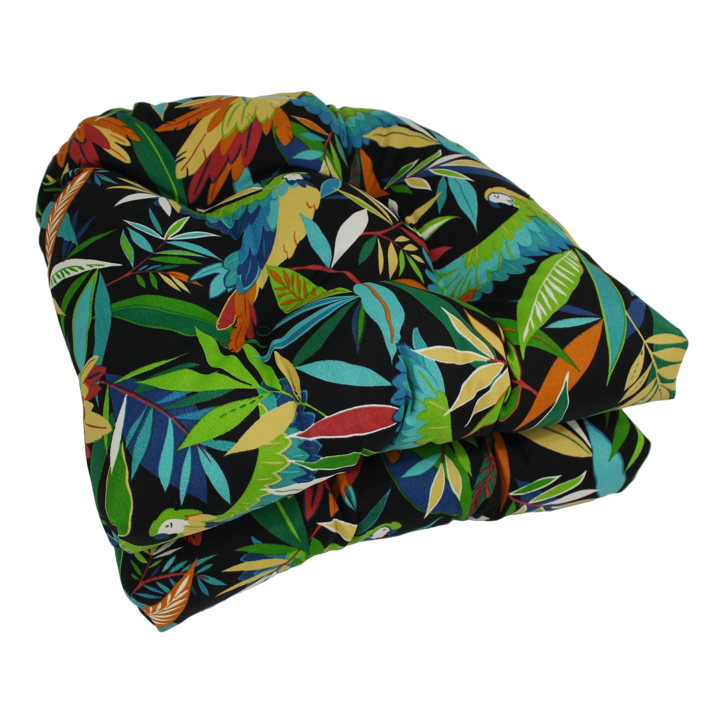 19-inch U-Shaped Outdoor Spun Polyester Tufted Dining Chair Cushion (Set of 2) - Tucuman Ebony