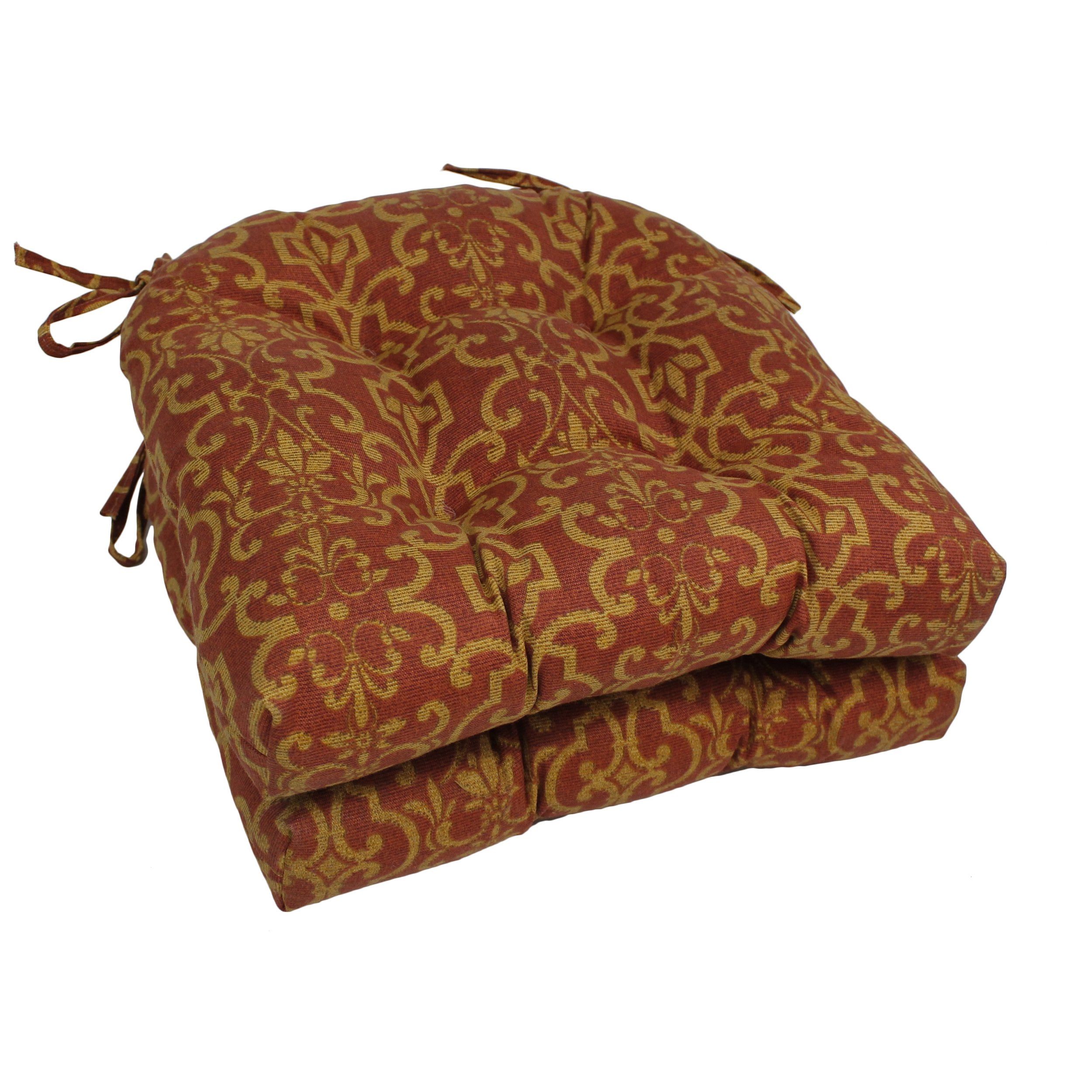 16-inch Outdoor Spun Polyester U-shaped Tufted Chair Cushions (Set of 2) - Vanya Paprika