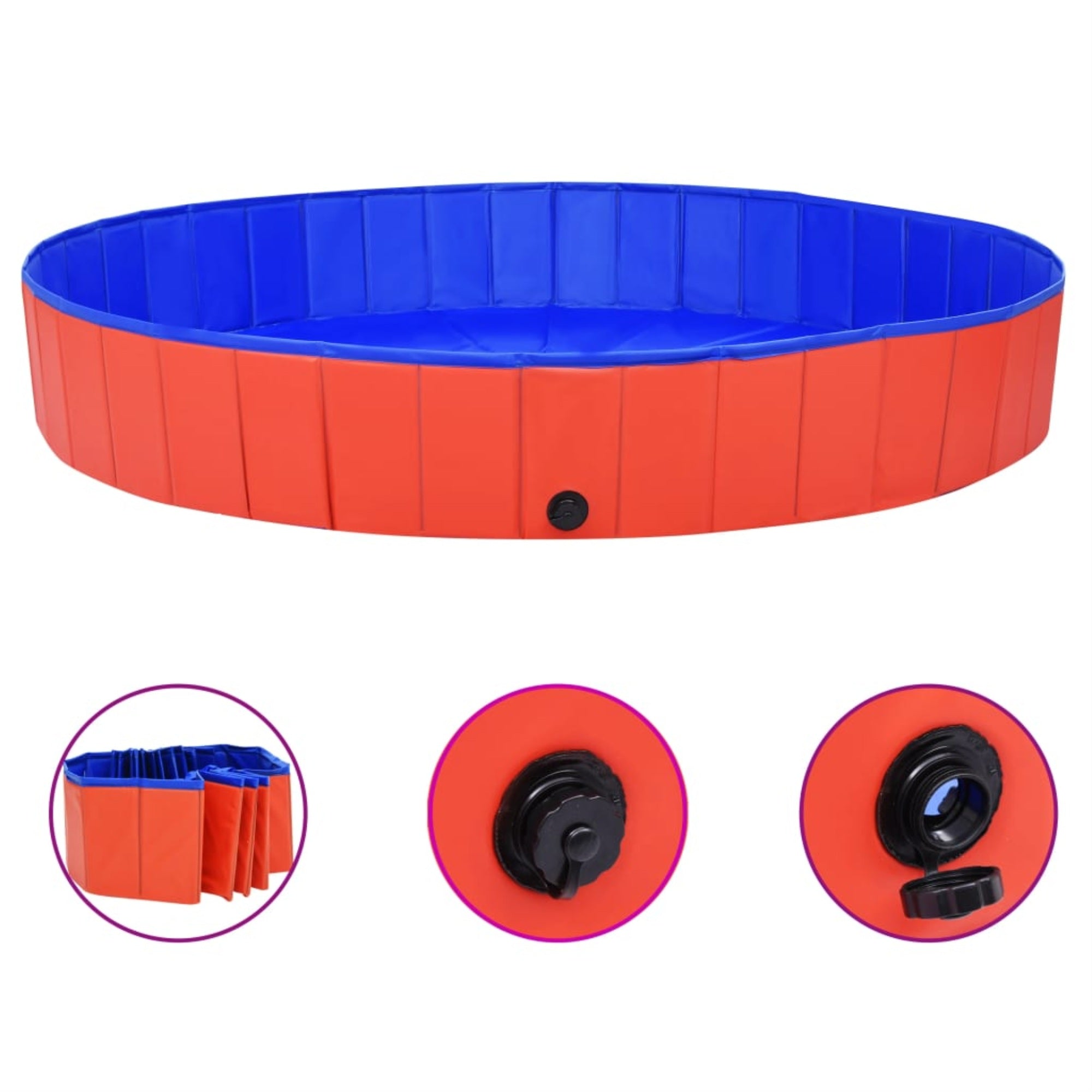 Vidaxl Foldable Dog Swimming Pool Red 78.7'X11.8' Pvc