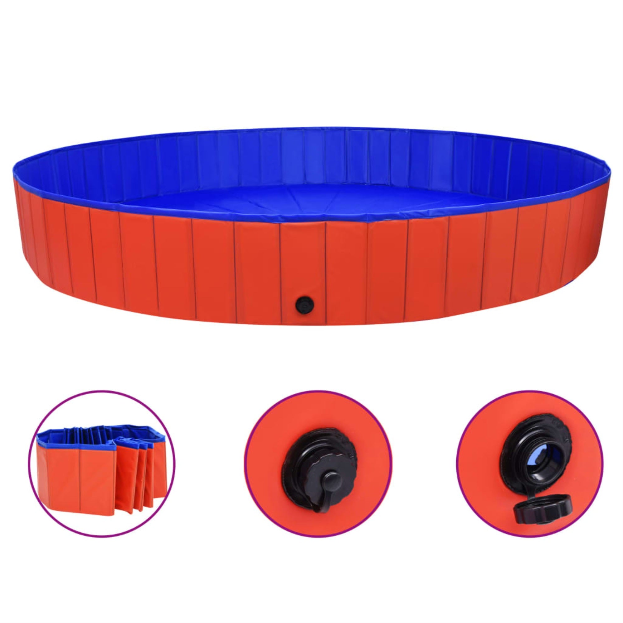 Vidaxl Foldable Dog Swimming Pool Red 118.1'X15.7' Pvc