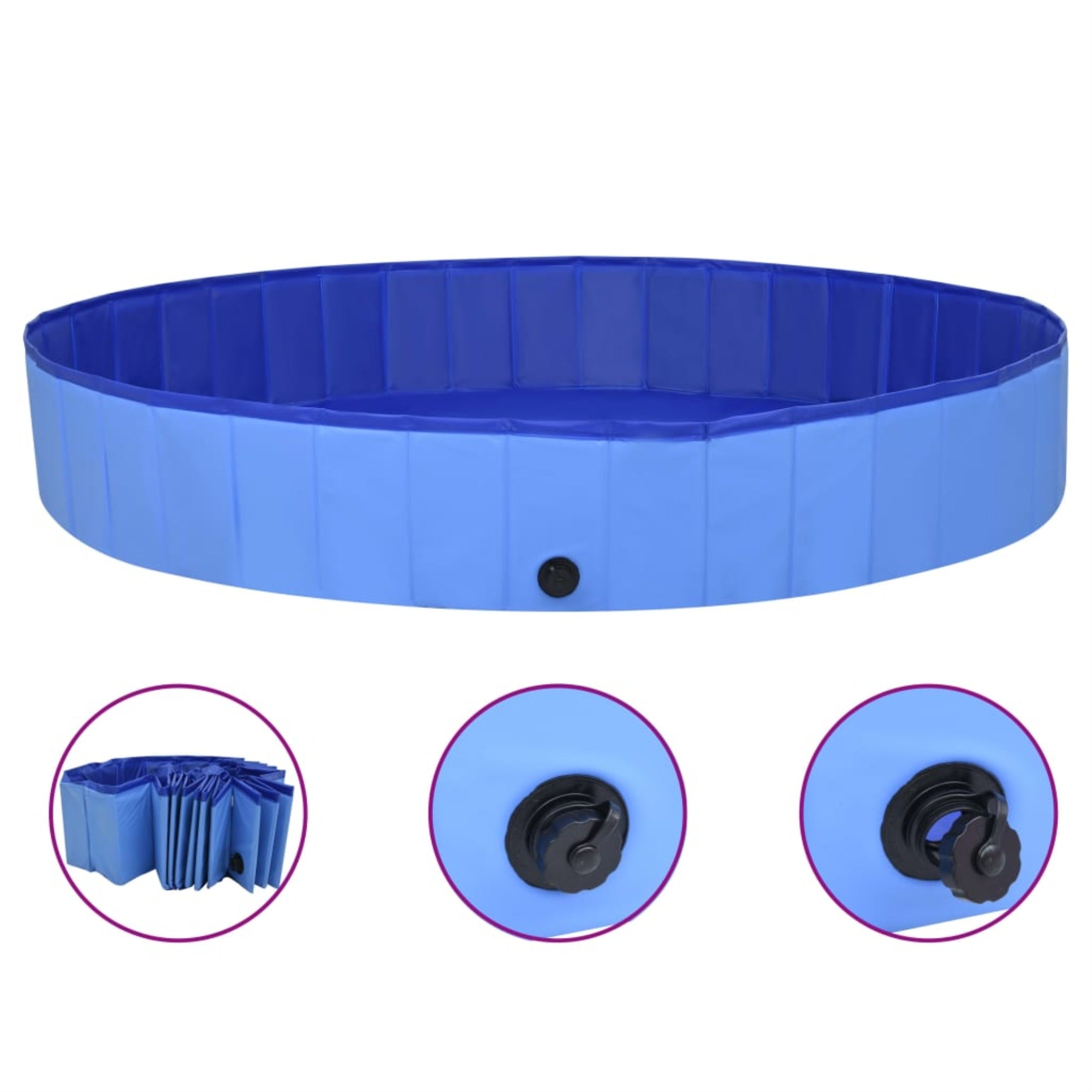 Vidaxl Foldable Dog Swimming Pool Blue 78.7'X11.8' Pvc