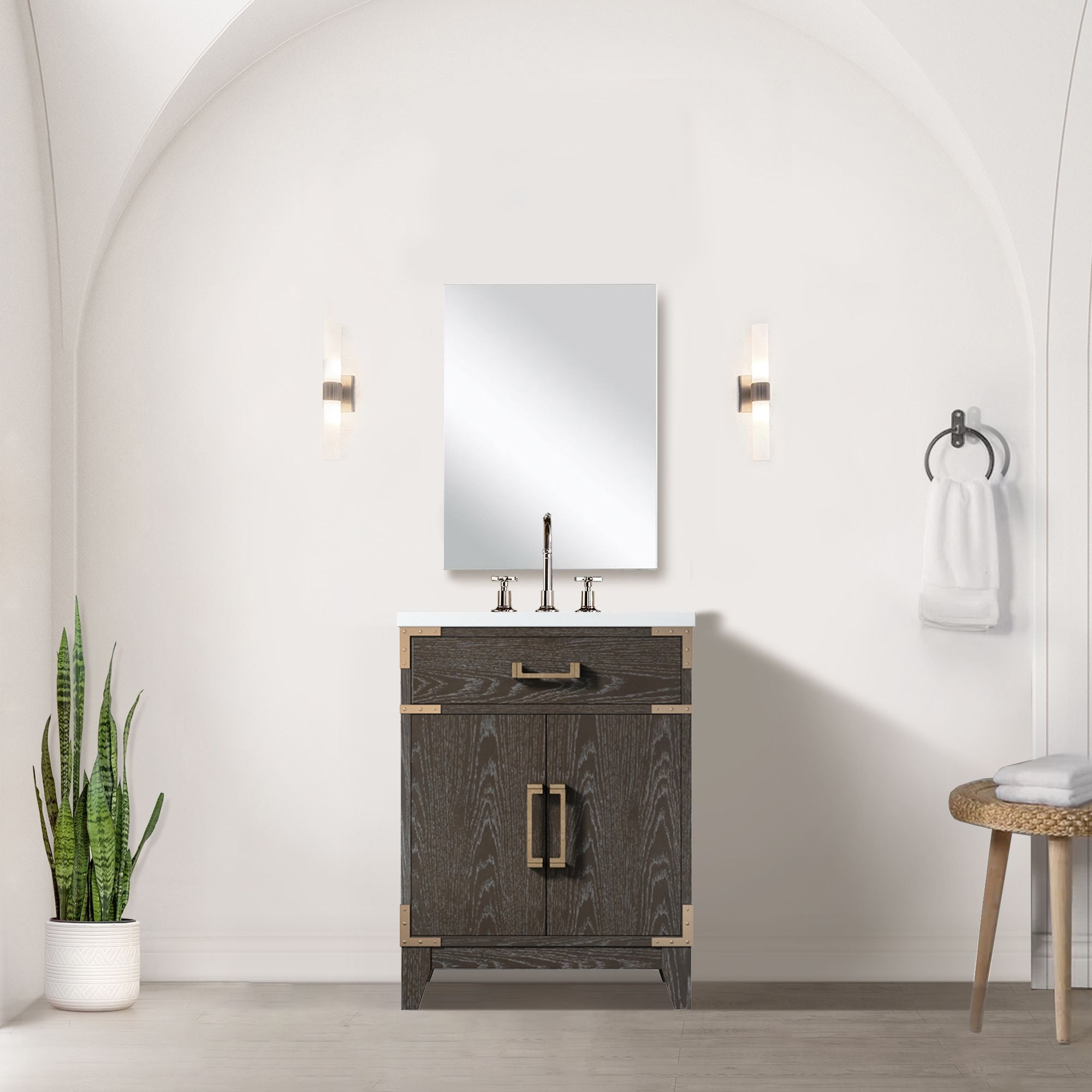 Brown Oak Single Bath Vanity 24 in. W x 18 in. D