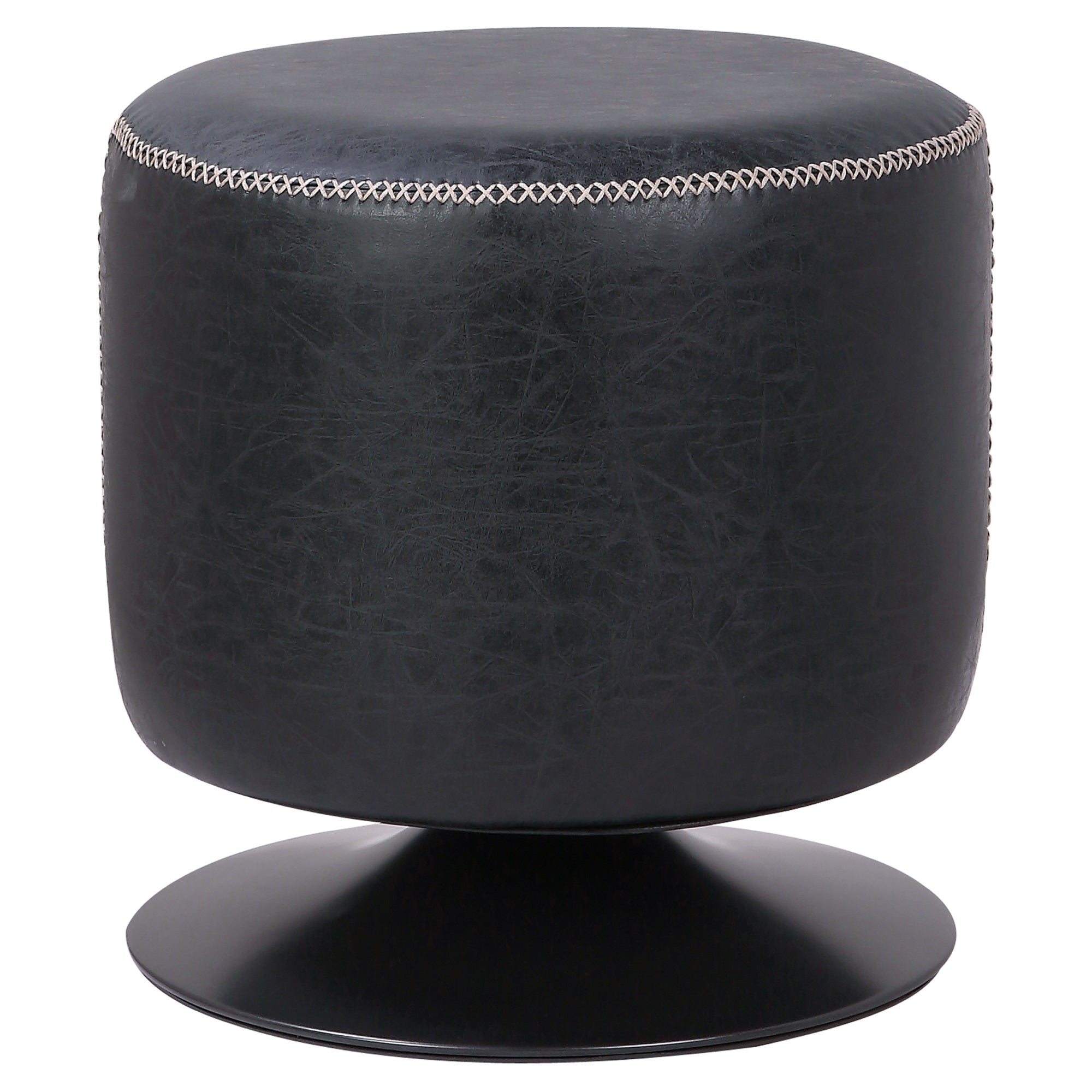 Gaia Faux Leather Round Swivel Ottoman