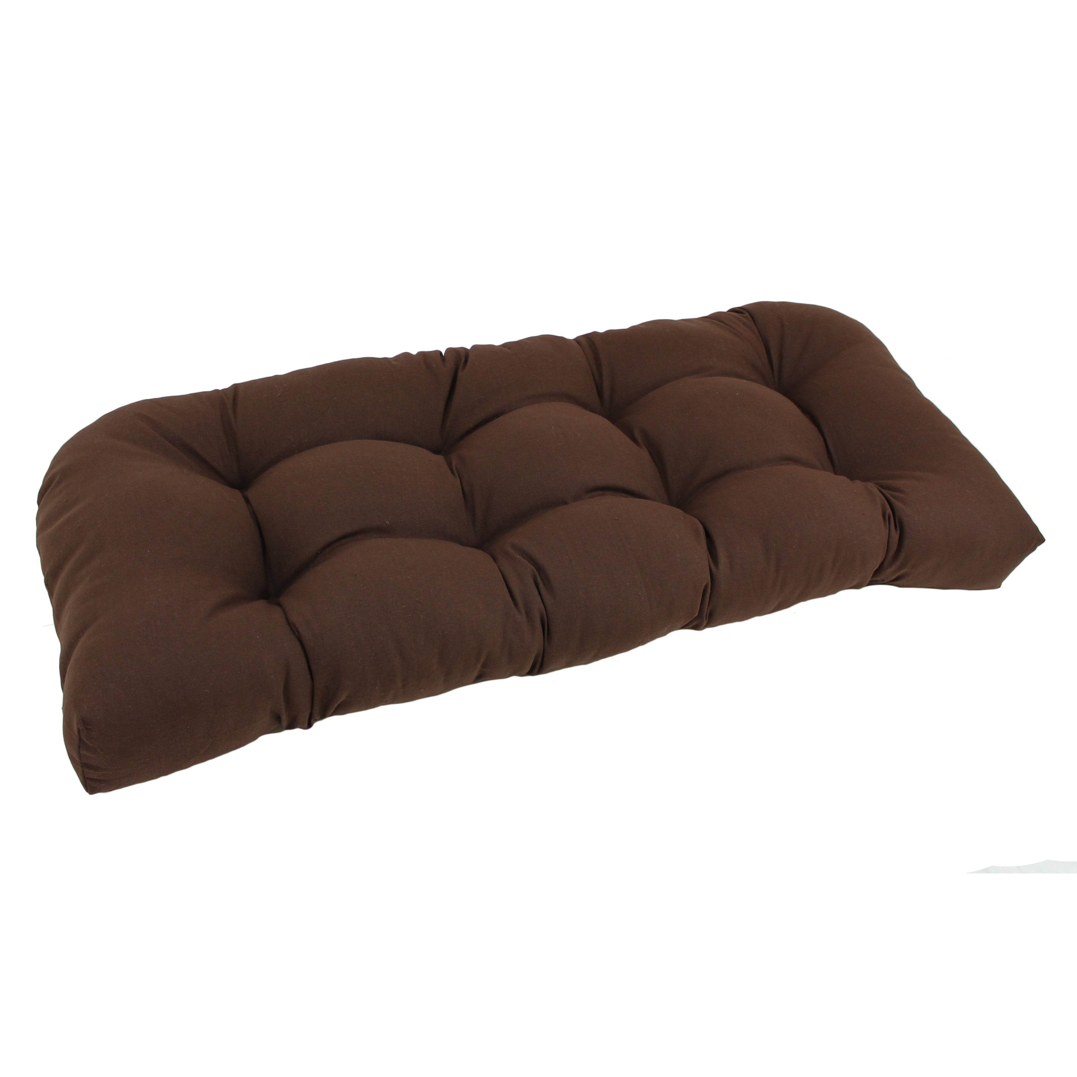 42-inch by 19-inch U-Shaped Twill Tufted Settee/Bench Cushion - Chocolate