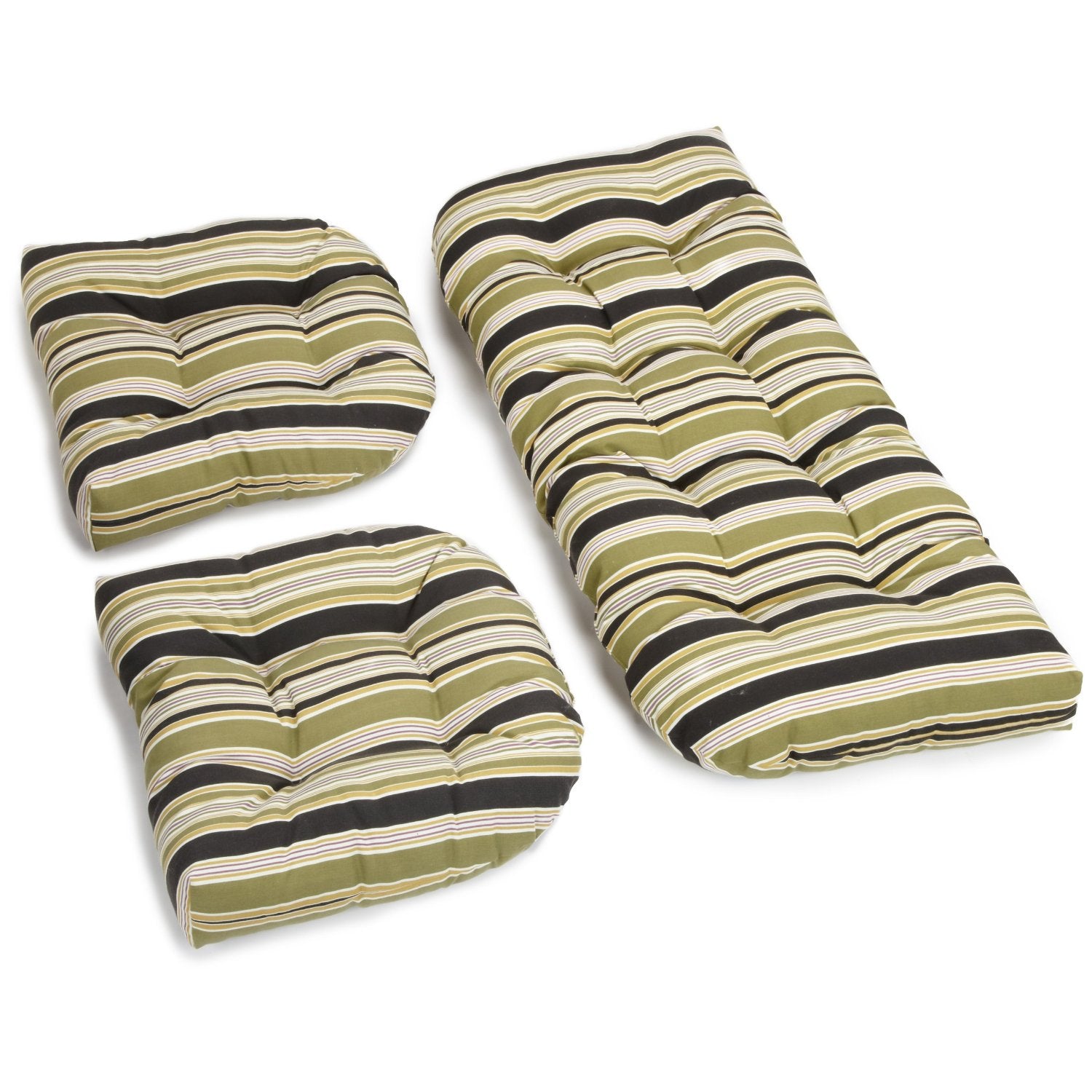 U-Shaped Spun Polyester Tufted Settee Cushion Set (Set of 3) - Eastbay Onyx