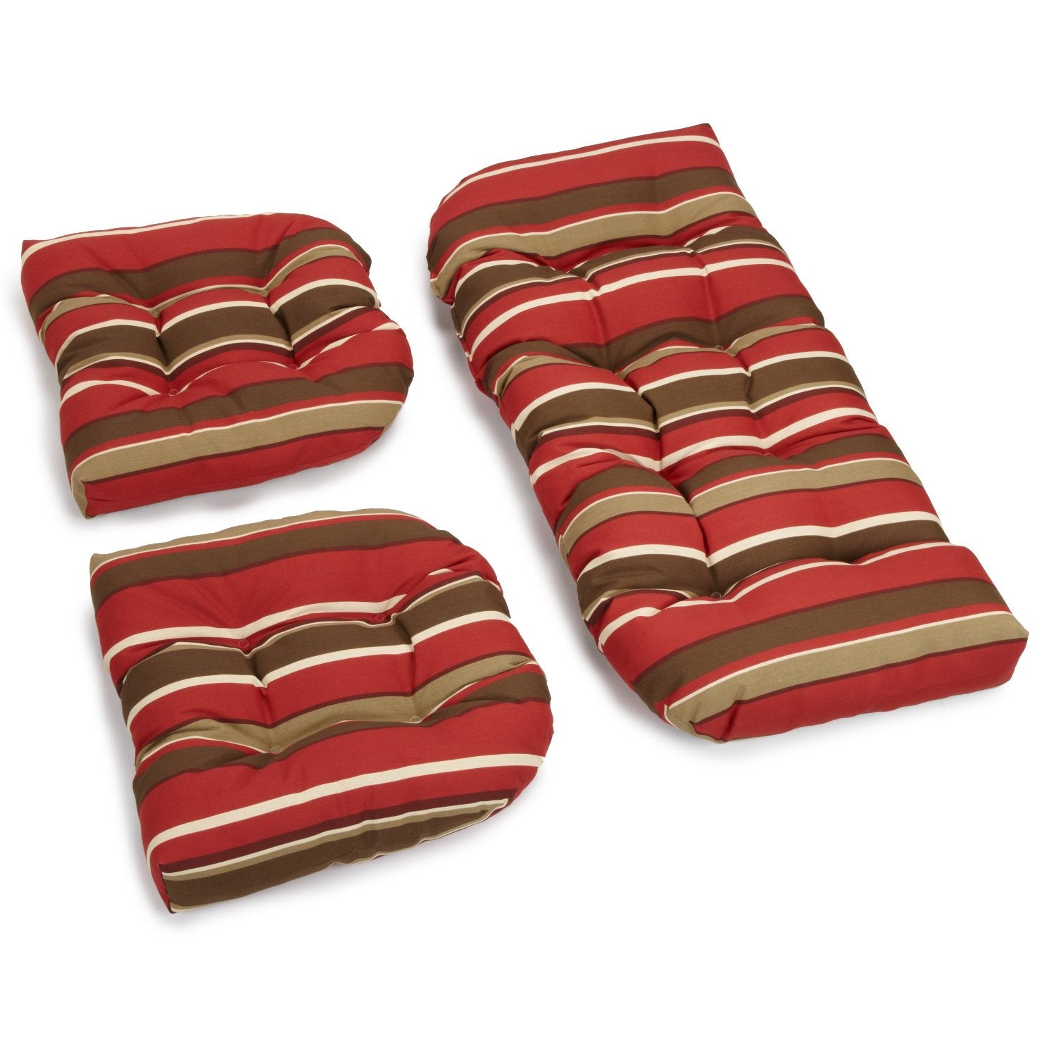 U-Shaped Spun Polyester Tufted Settee Cushion Set (Set of 3) - Monserrat Sangria