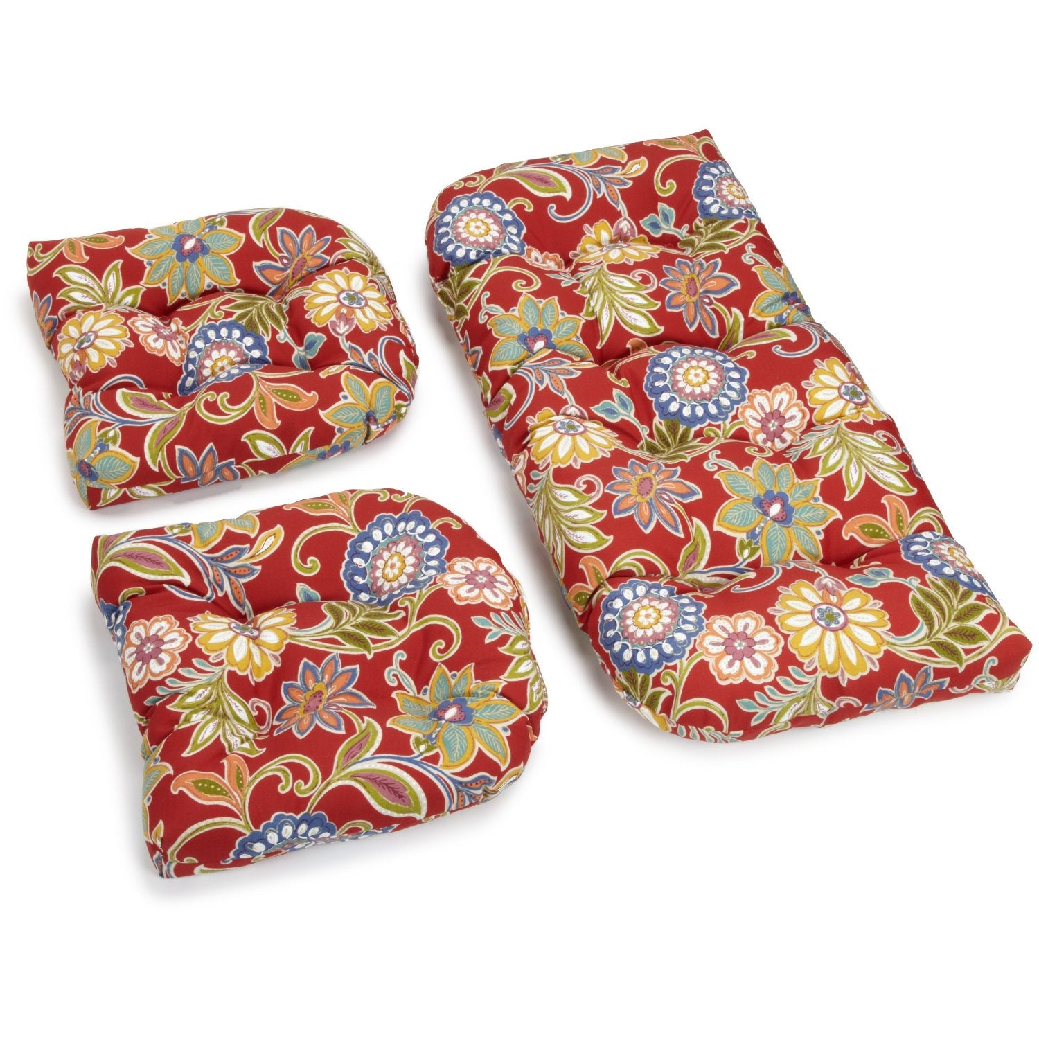 U-Shaped Spun Polyester Tufted Settee Cushion Set (Set of 3) - Alinea Pompeii