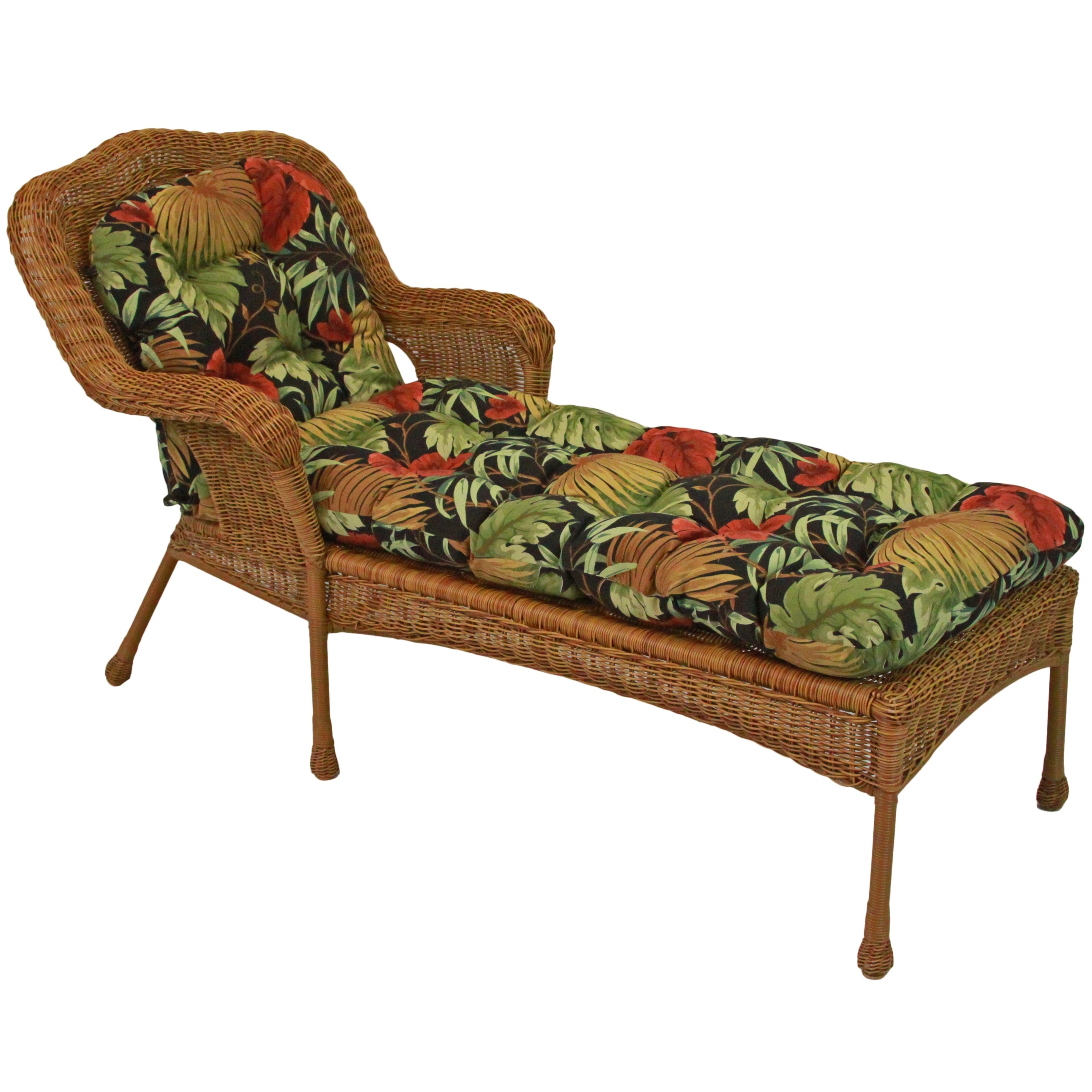 74-inch by 19-inch U-Shaped Outdoor Tufted Chaise Lounge Cushion - Tropique Raven