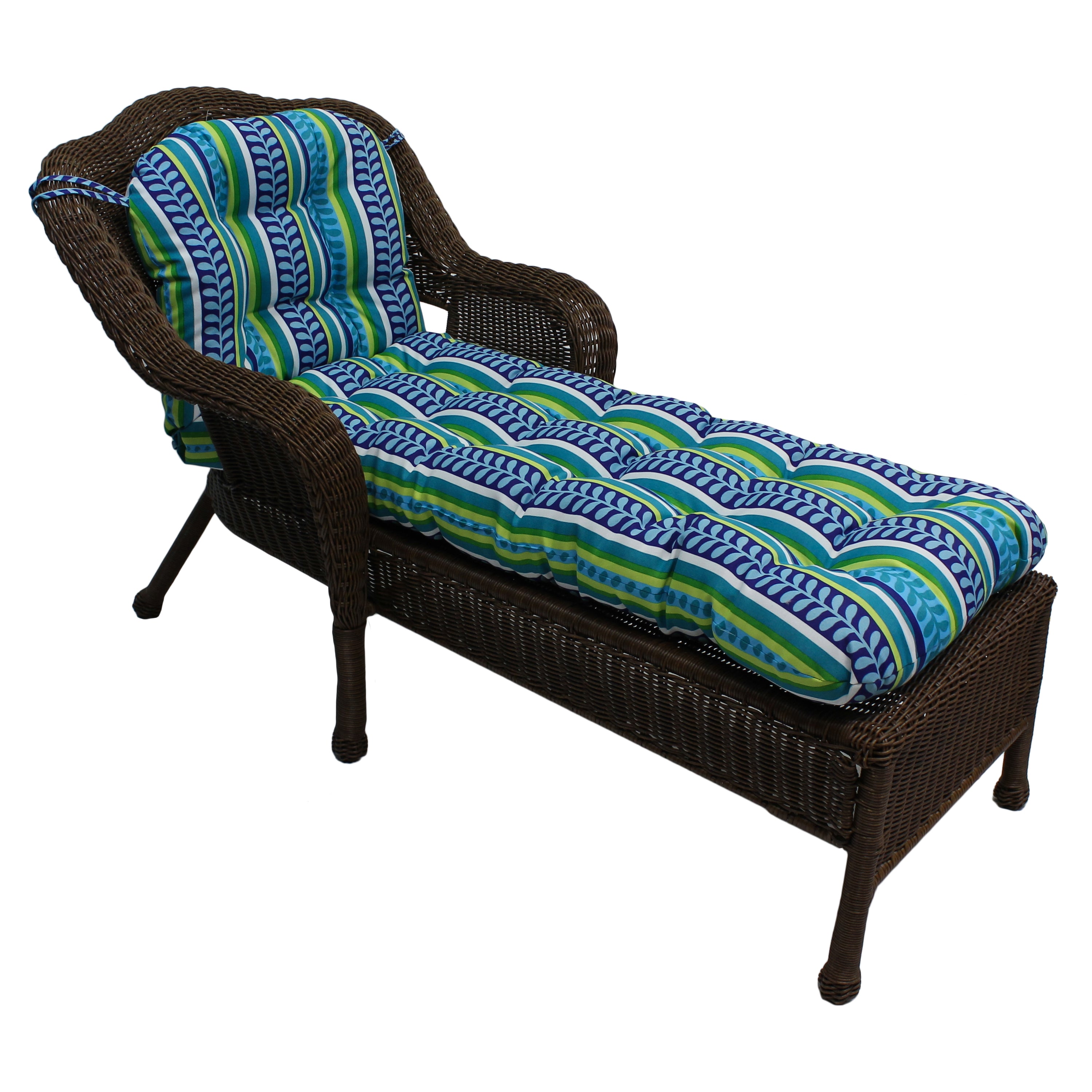 74-inch by 19-inch U-Shaped Outdoor Tufted Chaise Lounge Cushion - Pike Azure