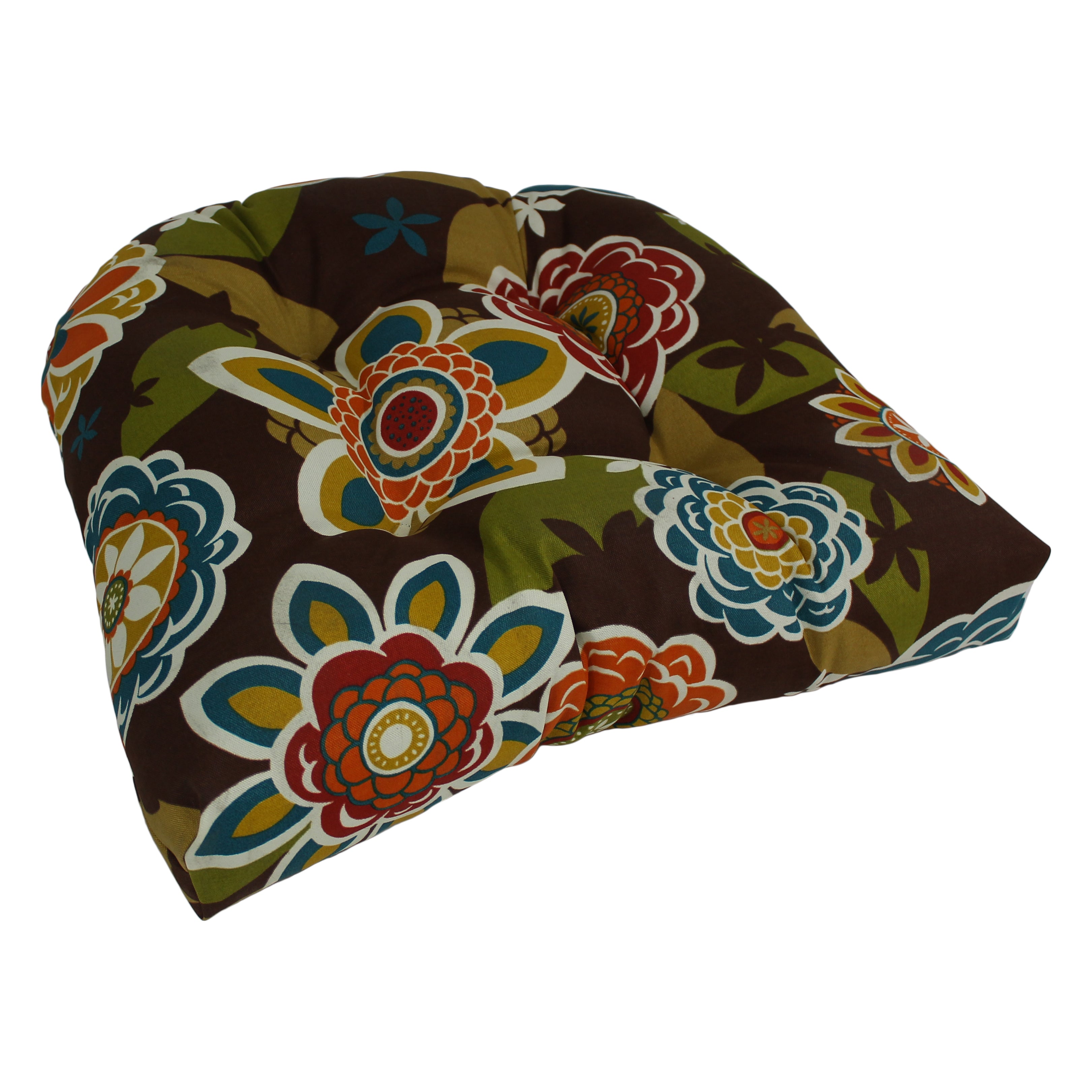 19-inch U-Shaped Outdoor Spun Polyester Tufted Dining Chair Cushion - Annie Chocolate