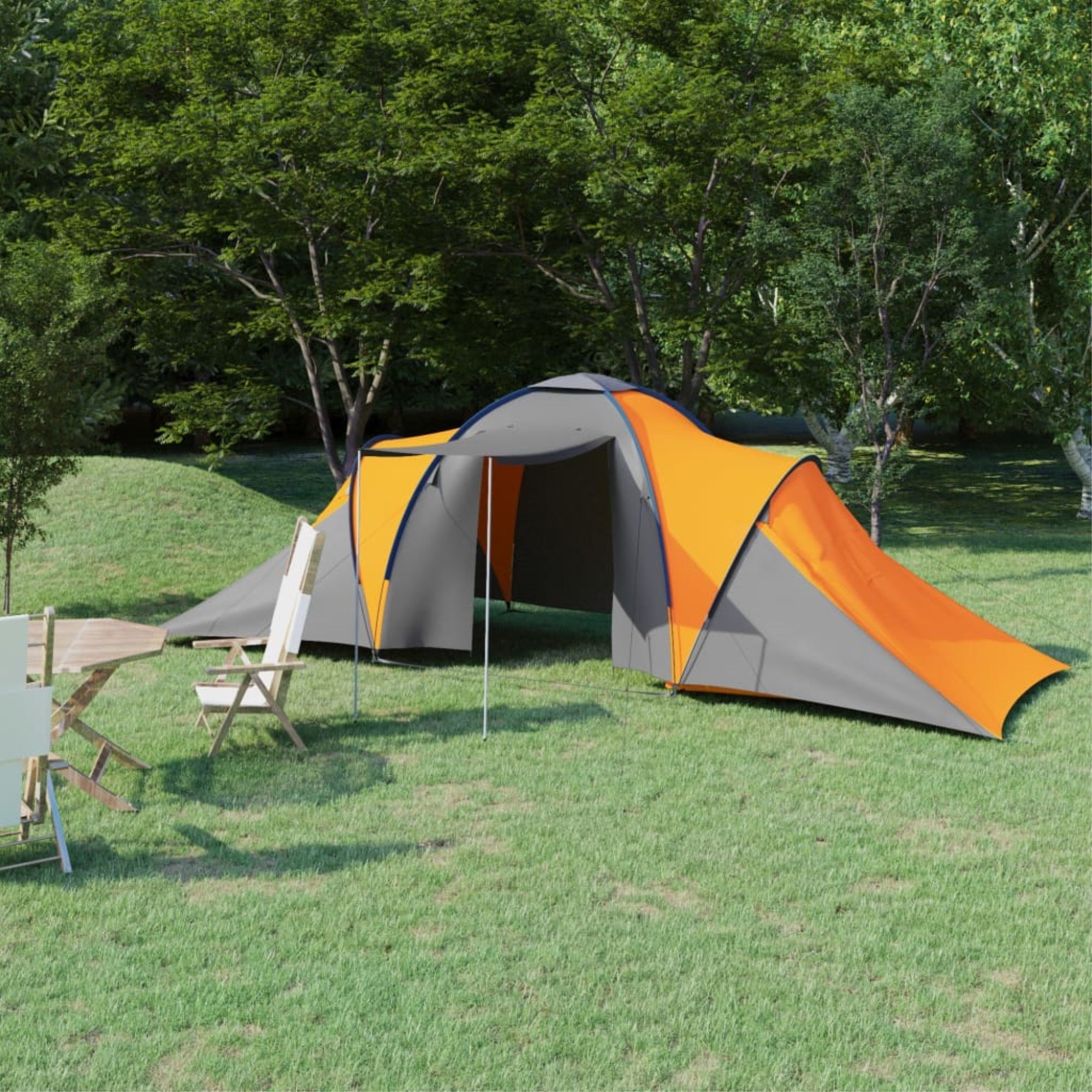 Vidaxl Camping Tent 6 Persons Gray And Orange