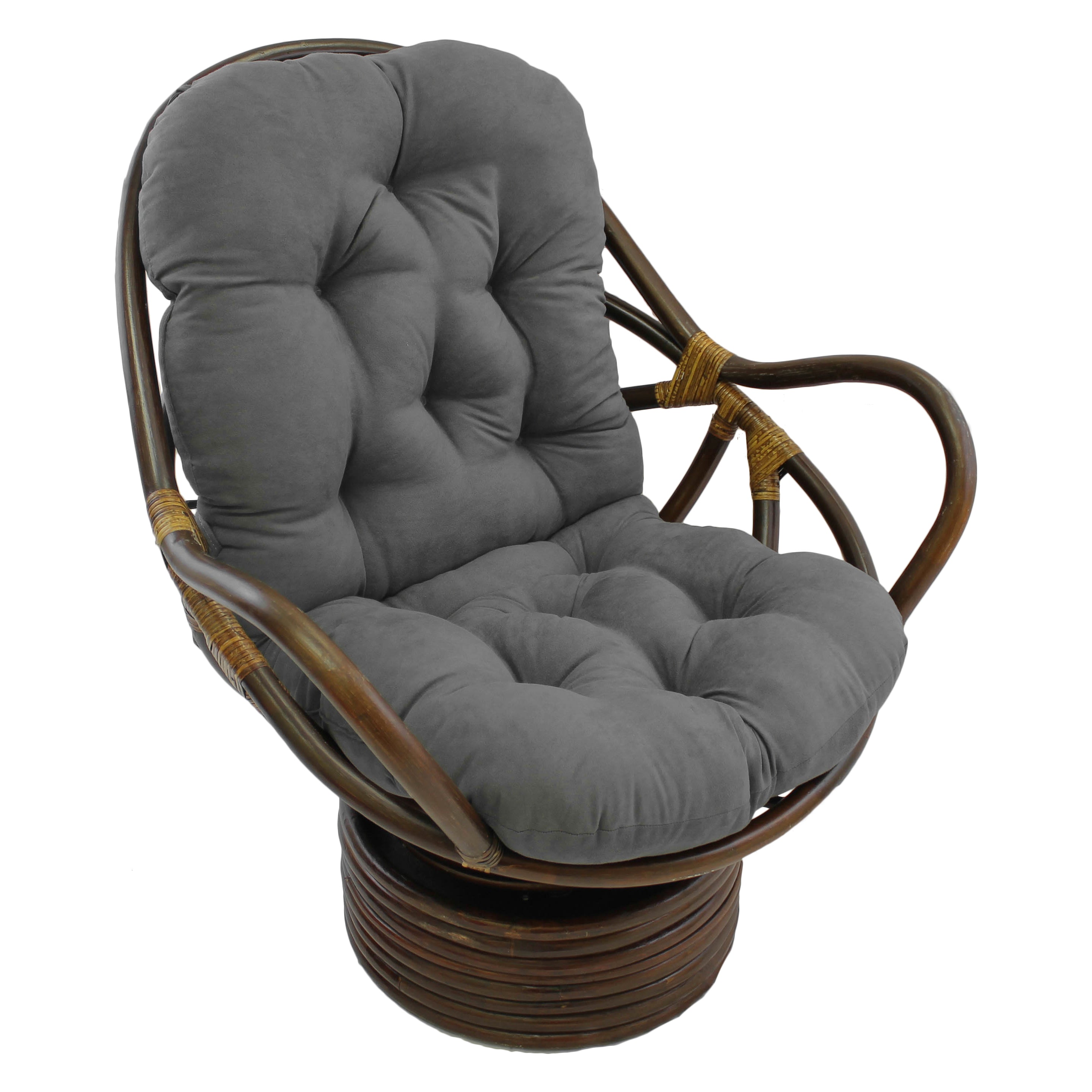 48-inch by 24-inch Solid Micro Suede Swivel Rocker Cushion - Grey
