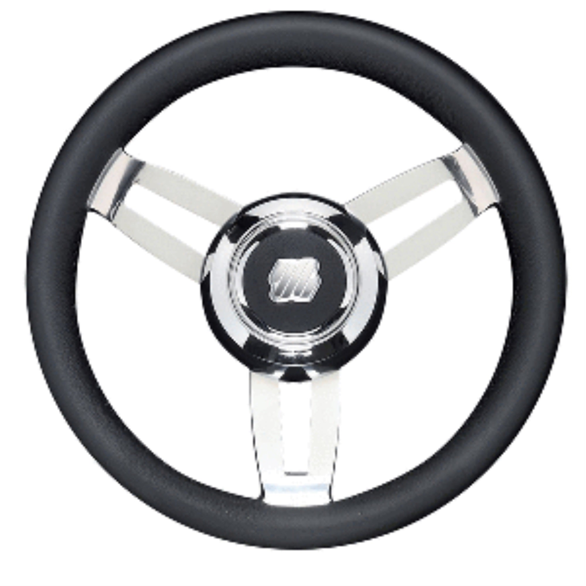 Uflex Morosini 13.8' Steering Wheel - Black Polyurethane W/Stainless Steel Spokes &Amp; Chrome Hub