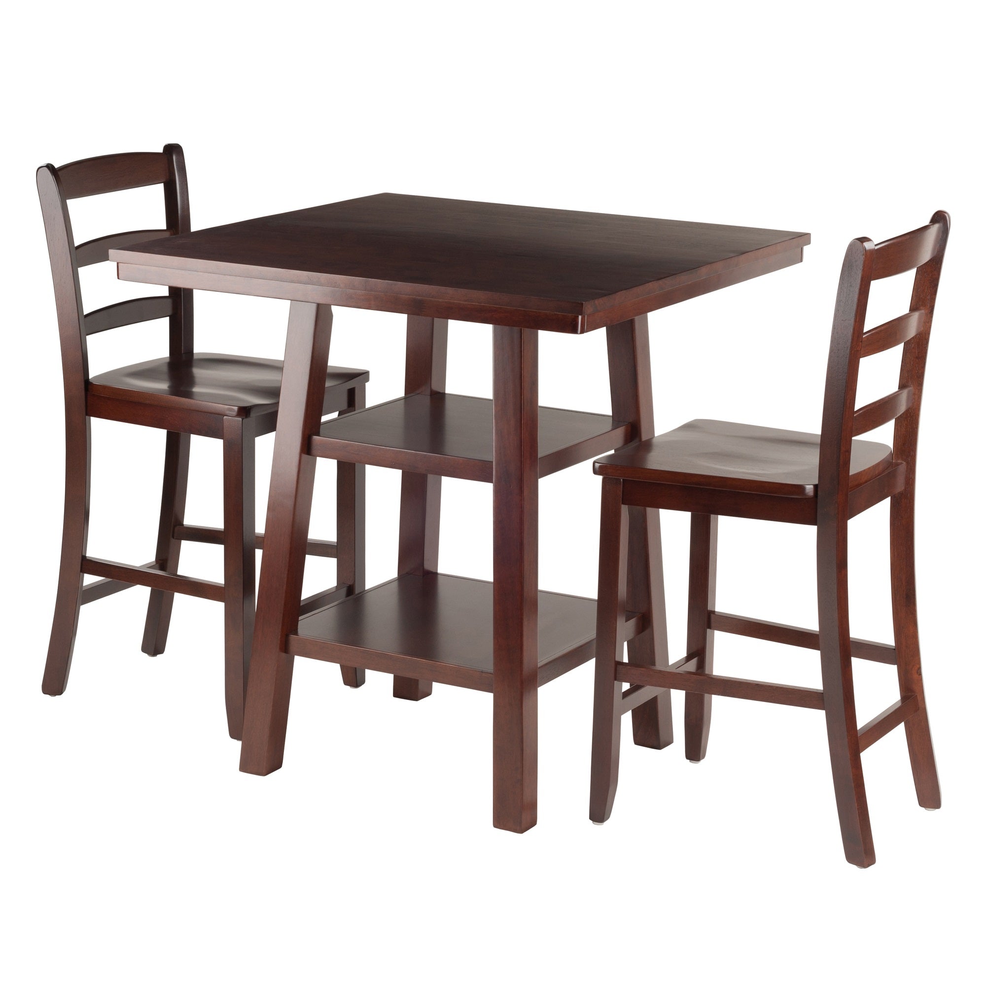 Casafoyer Wood Benjamin Counter Stools | Set of 2 | Elegant Walnut Finish